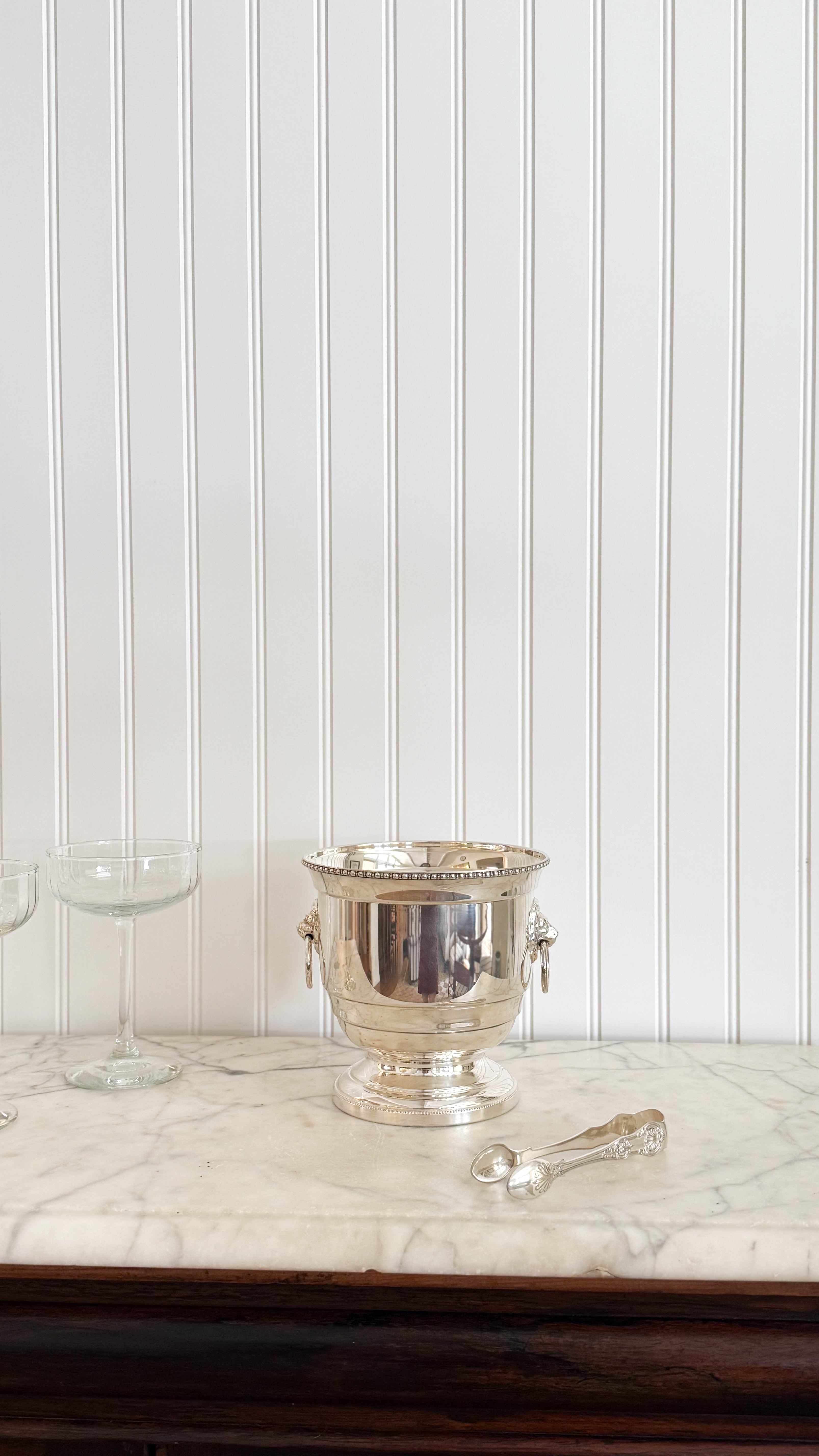 Vintage English Silver Lion Ice Bucket