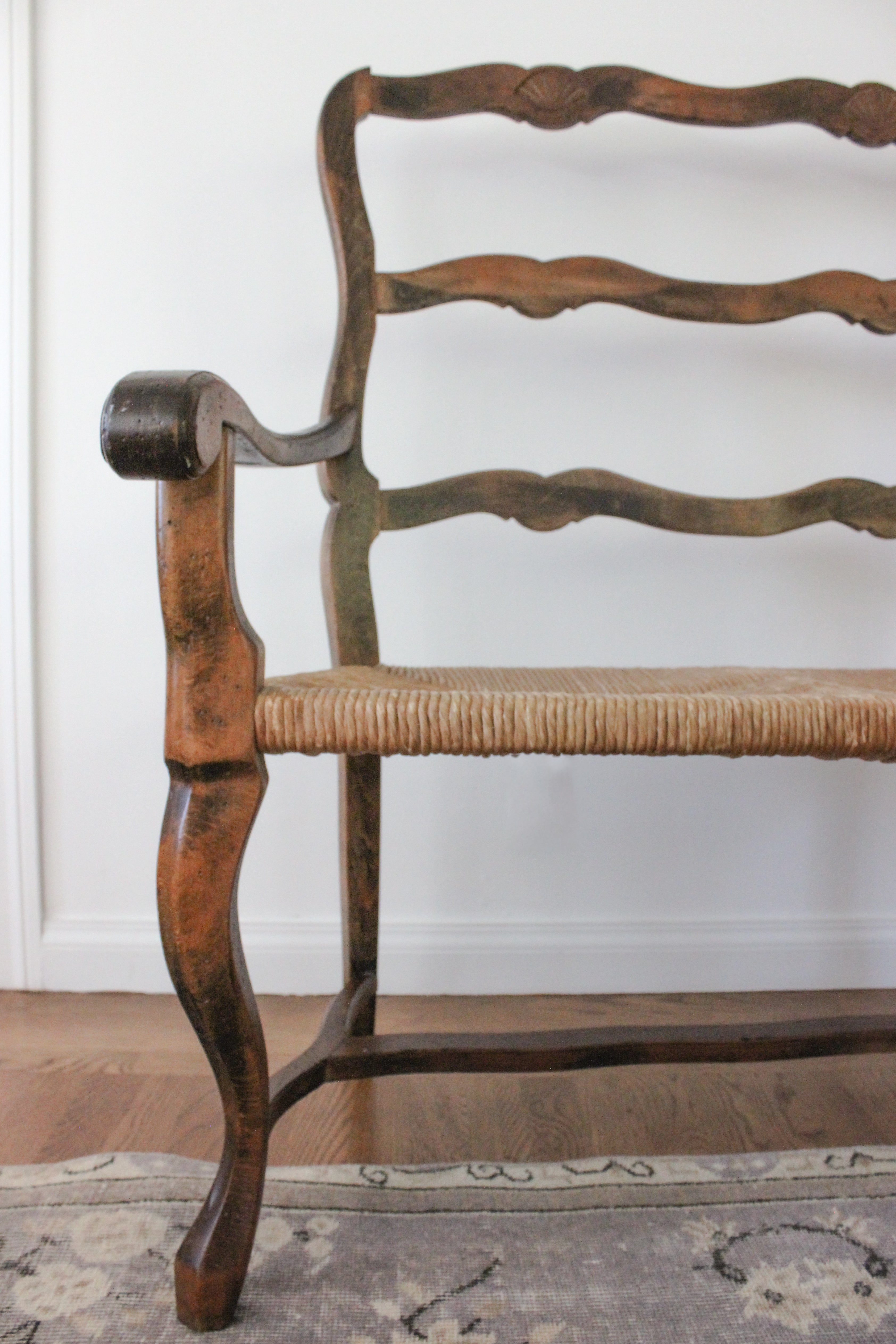Early Vintage Italian Walnut Bench