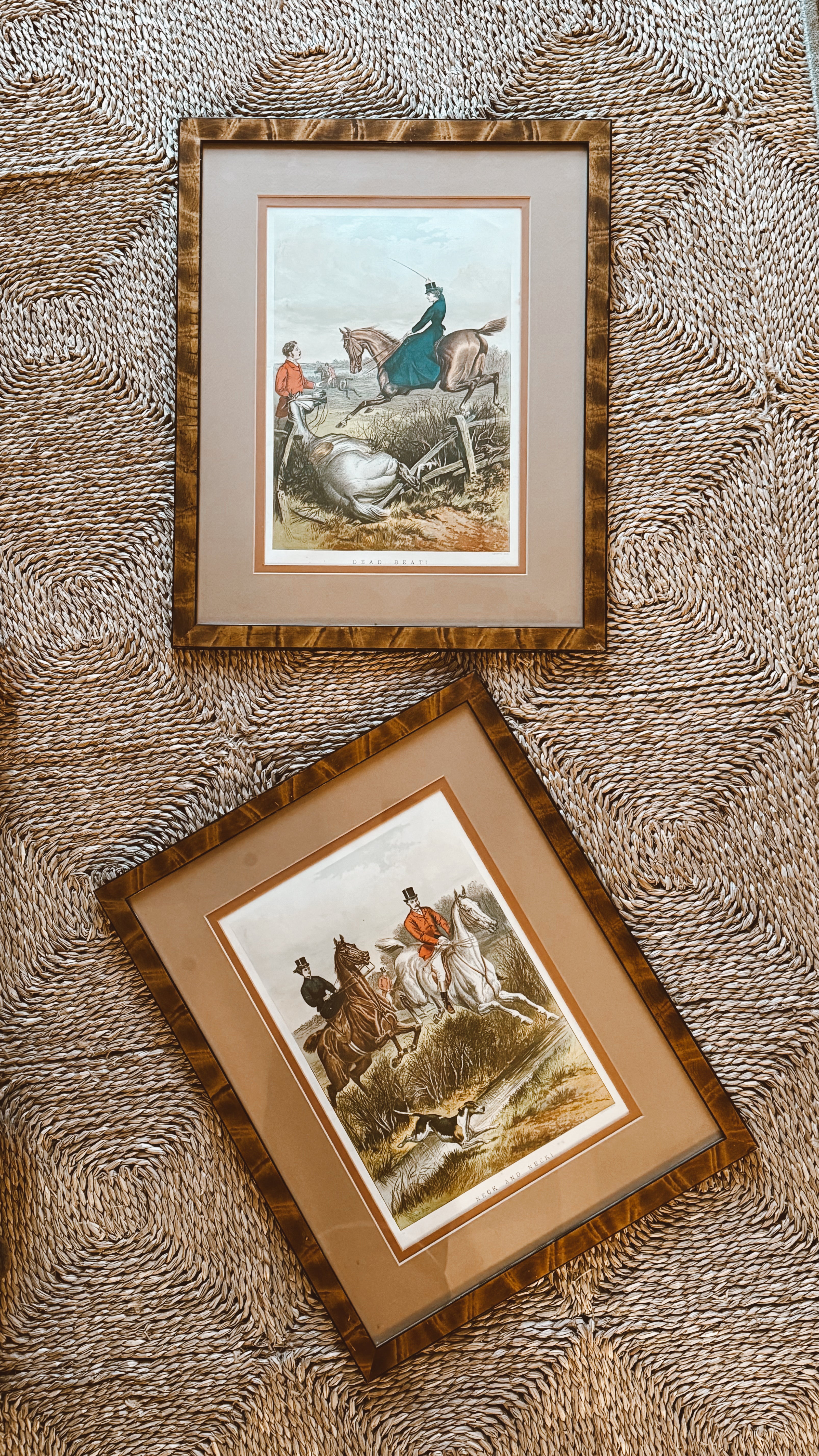 Antique English Framed Hunting Scenes