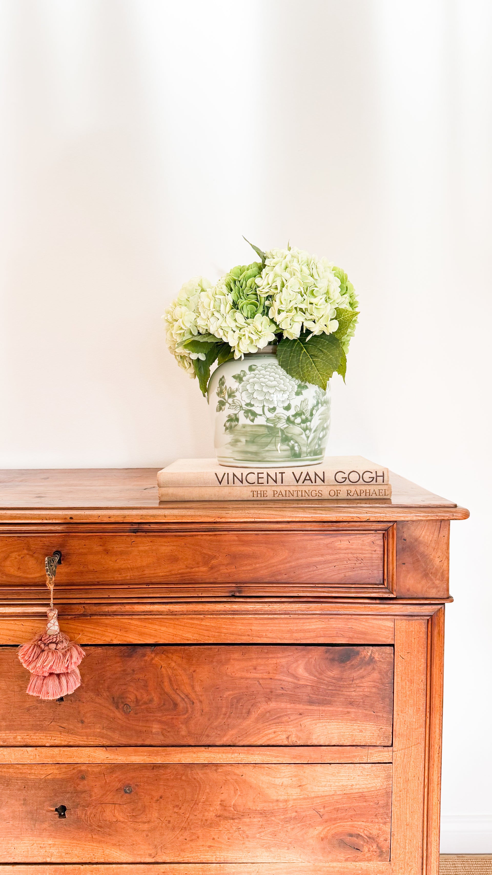Green Peony Porcelain Lidded Ginger Jar