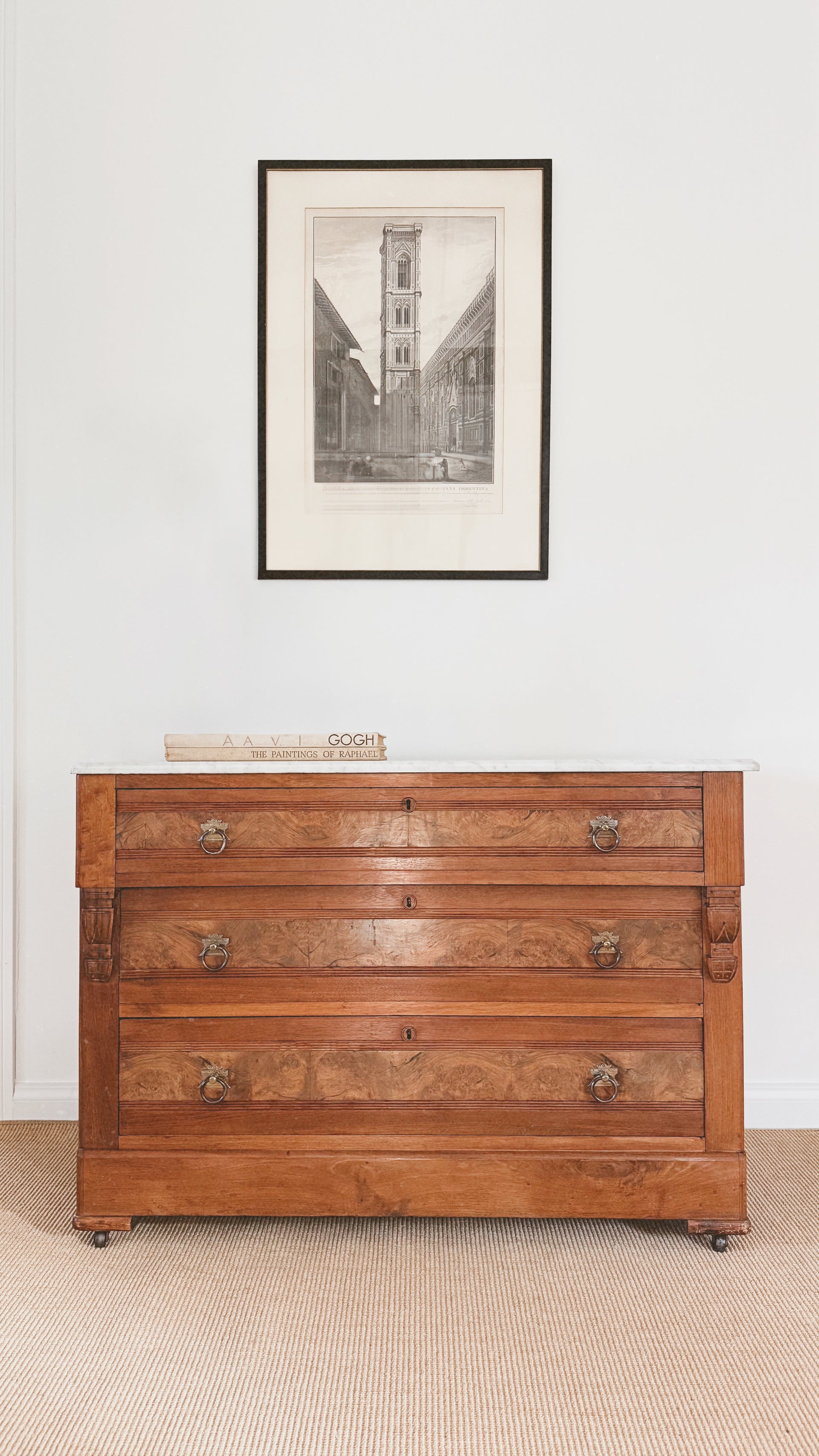 Antique Marble & Burl Walnut Dresser