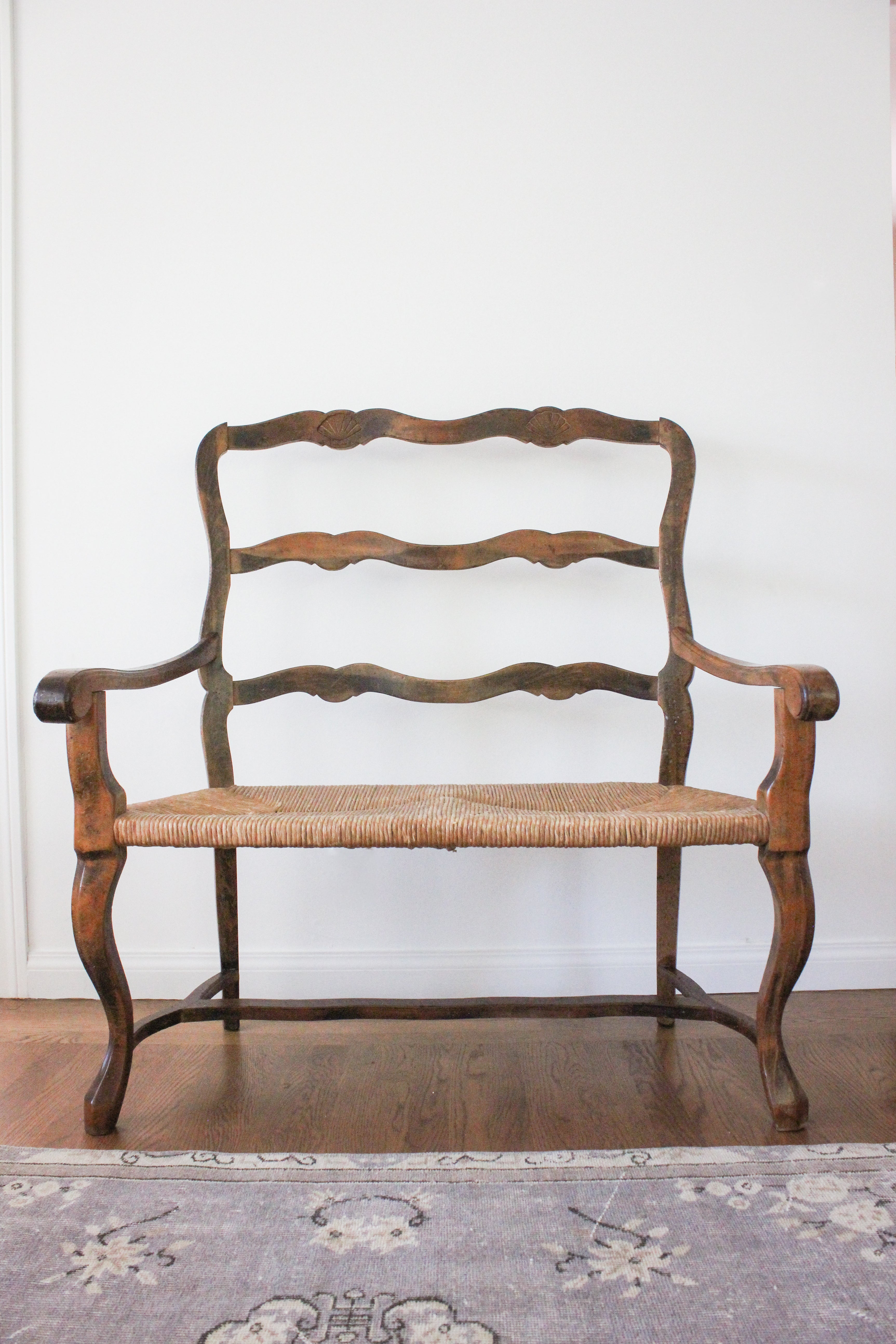 Early Vintage Italian Walnut Bench