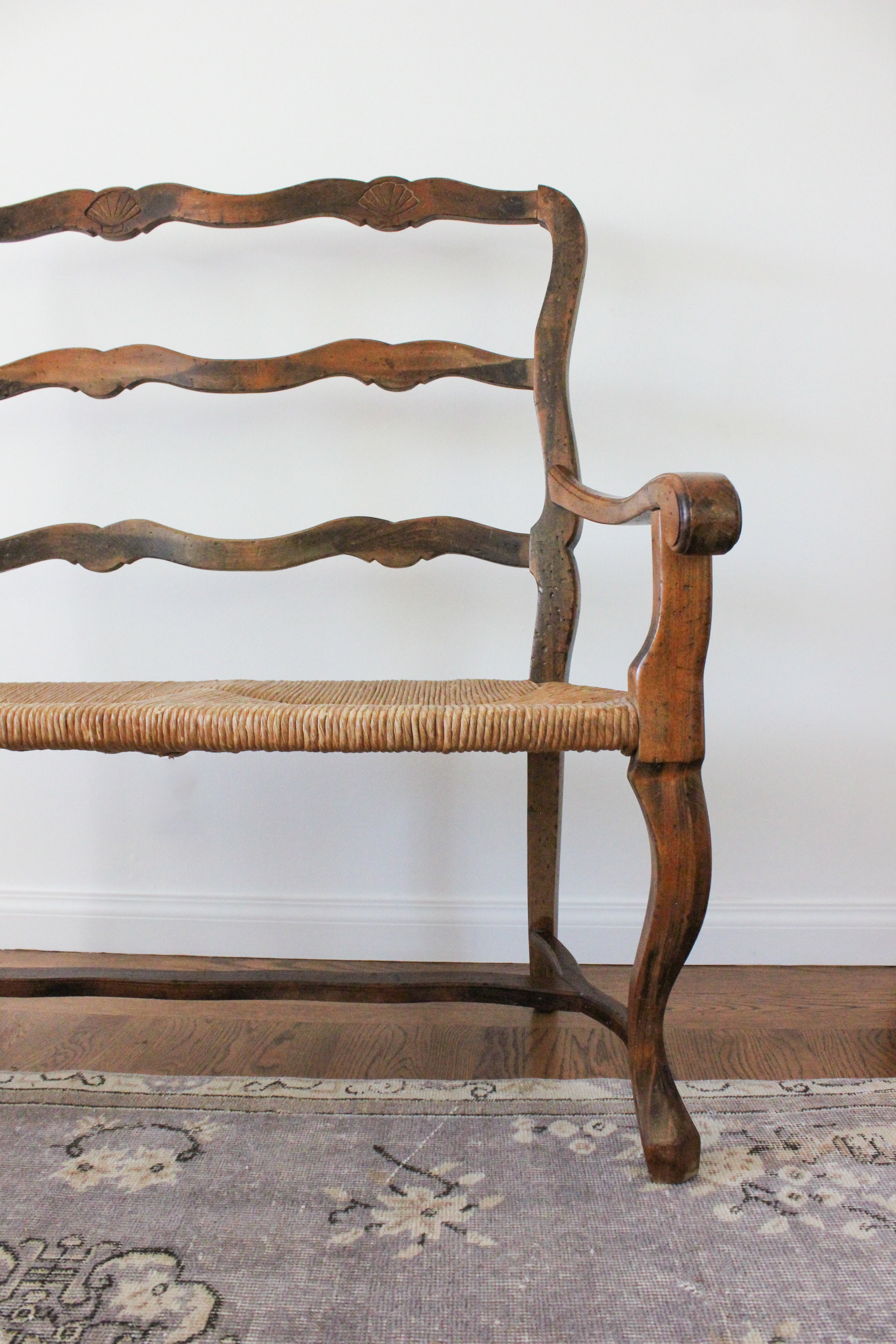 Early Vintage Italian Walnut Bench