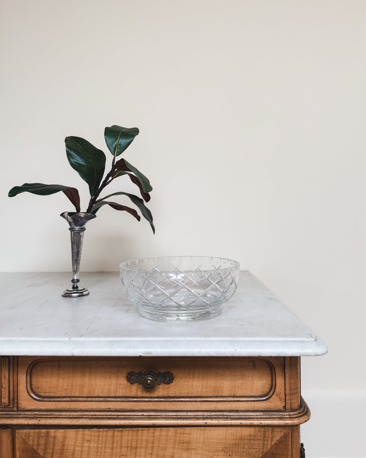 Vintage English Cut Crystal Footed Bowl