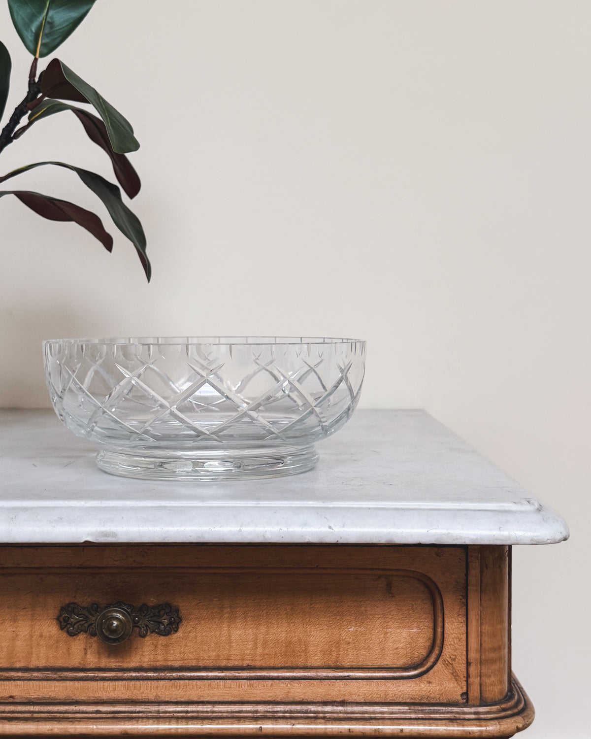Vintage English Cut Crystal Footed Bowl