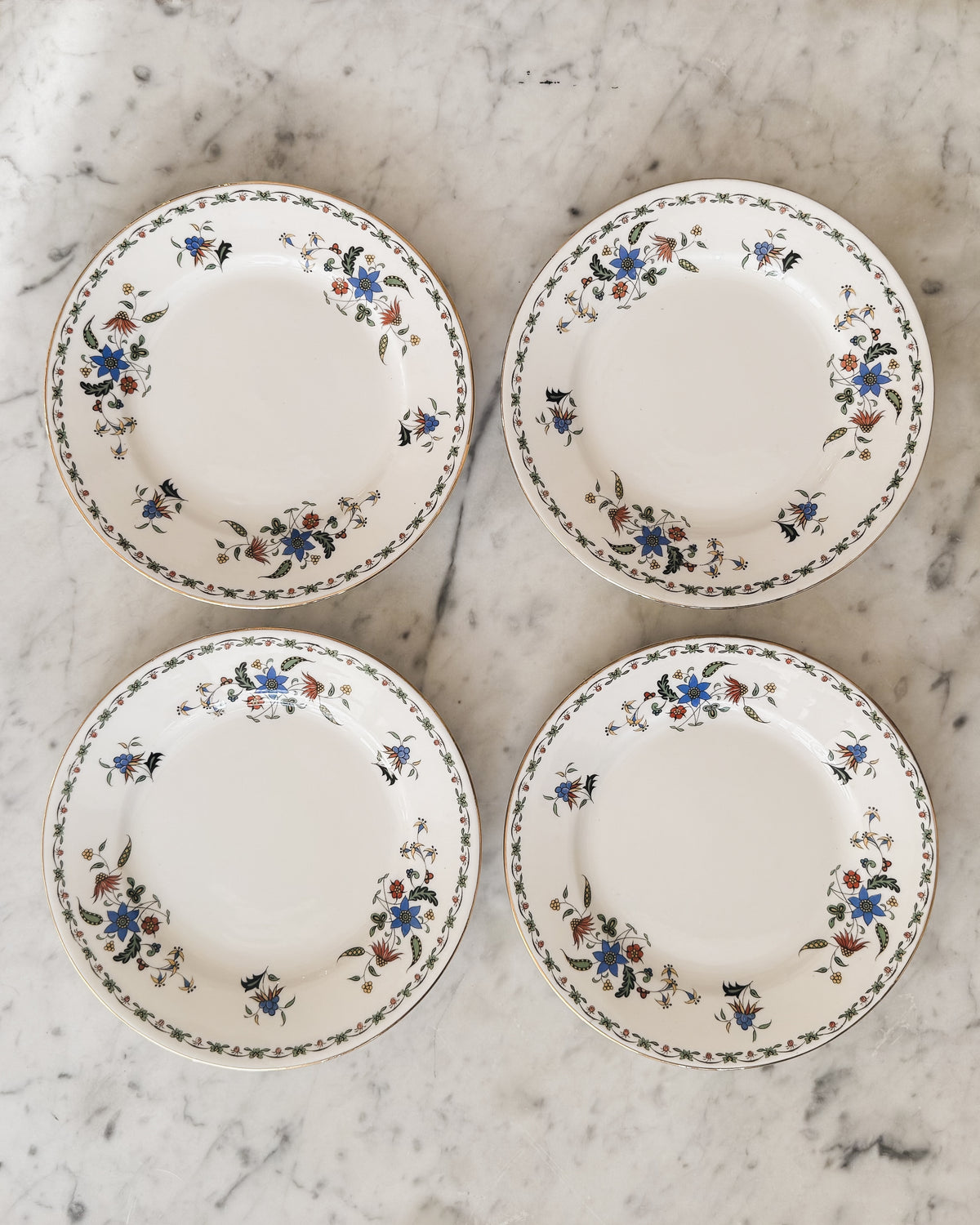 Vintage English Art Deco Plate Set of 4