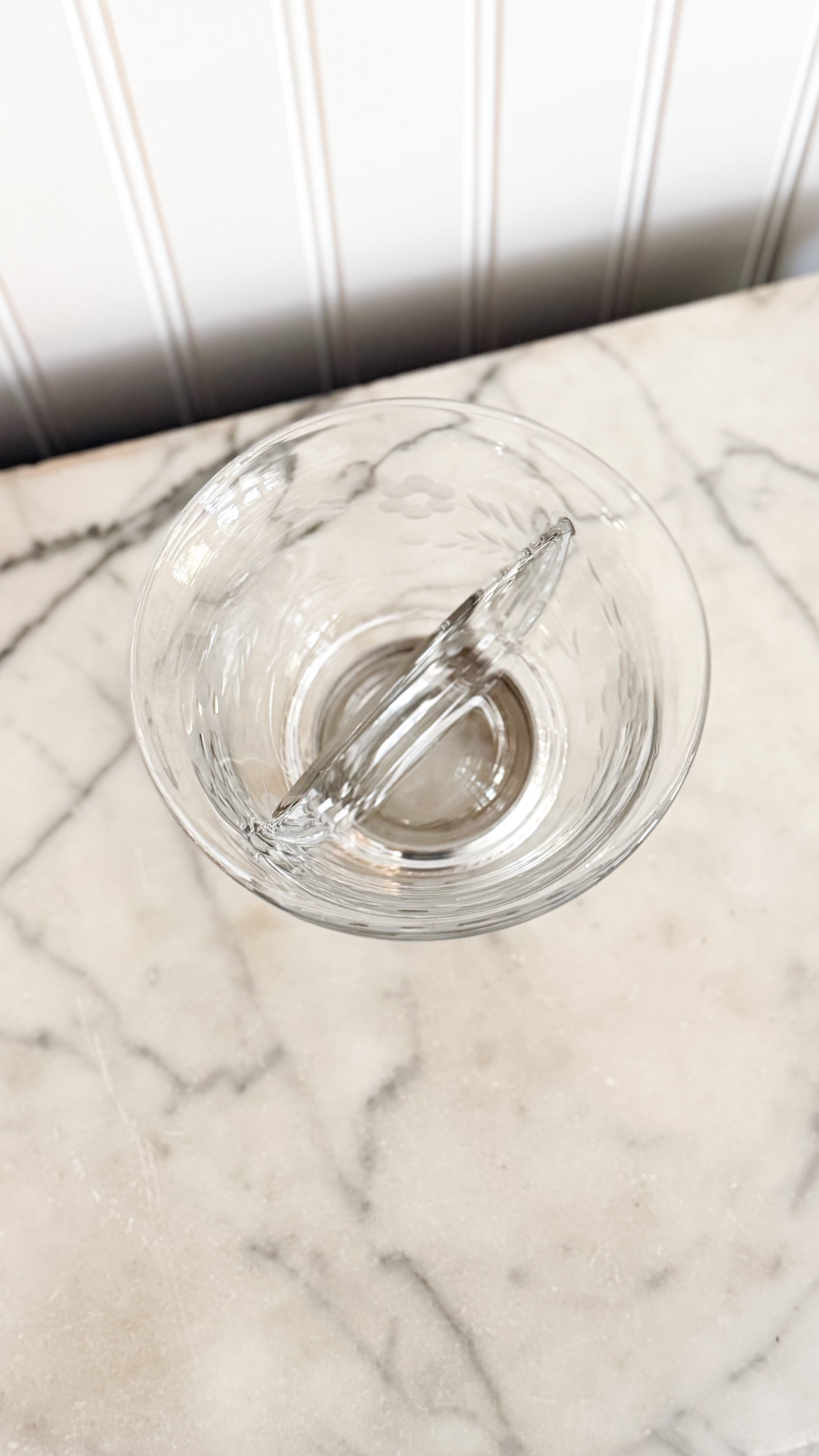 Early Vintage Sterling & Glass Condiment Bowl