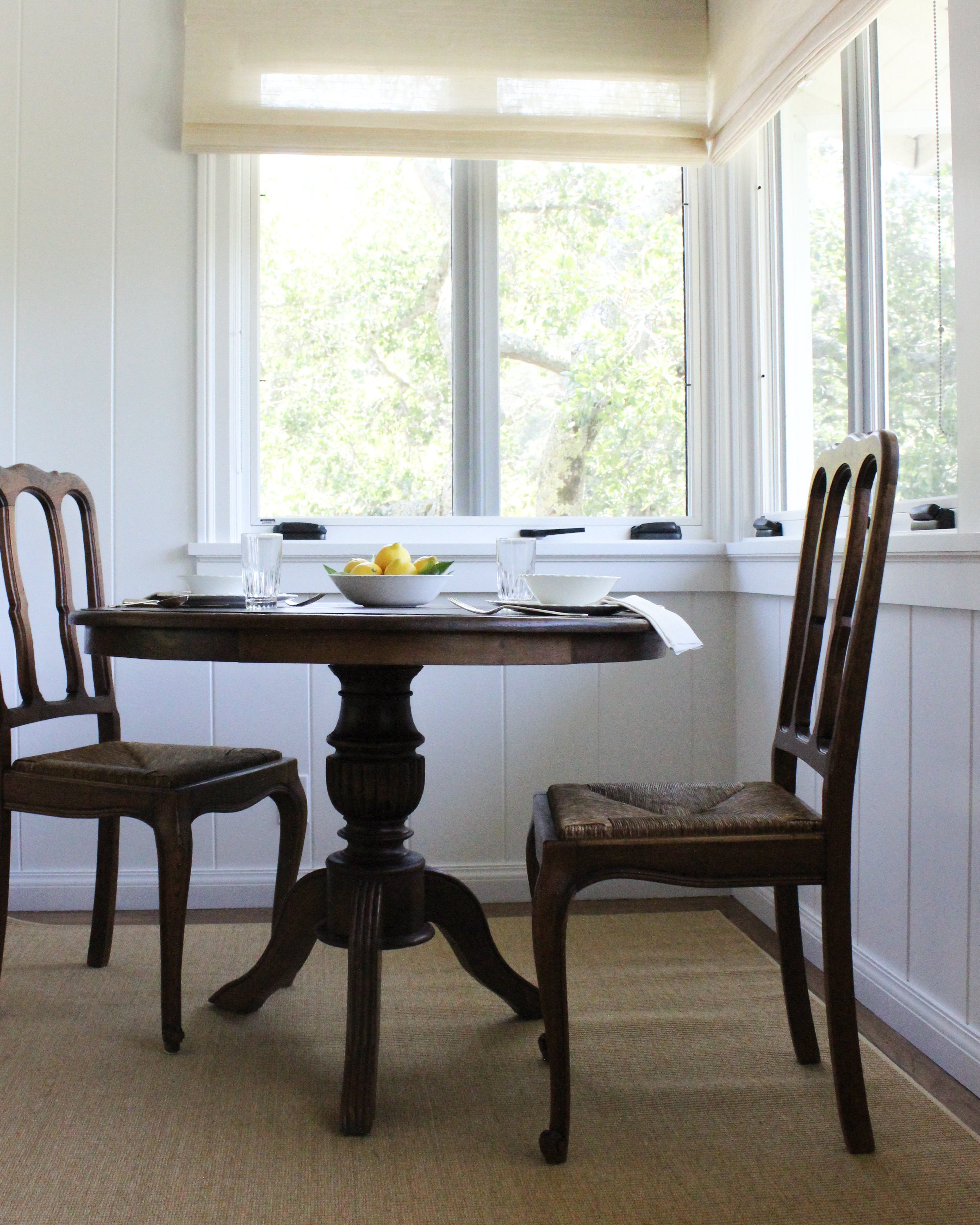 Pair of Antique French Oak Chairs with Rush Seat