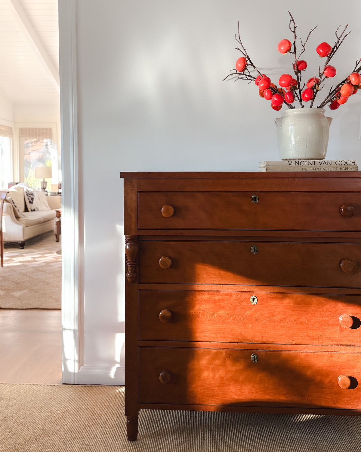 Antique American Fruitwood Chest of Drawers, c. 1830