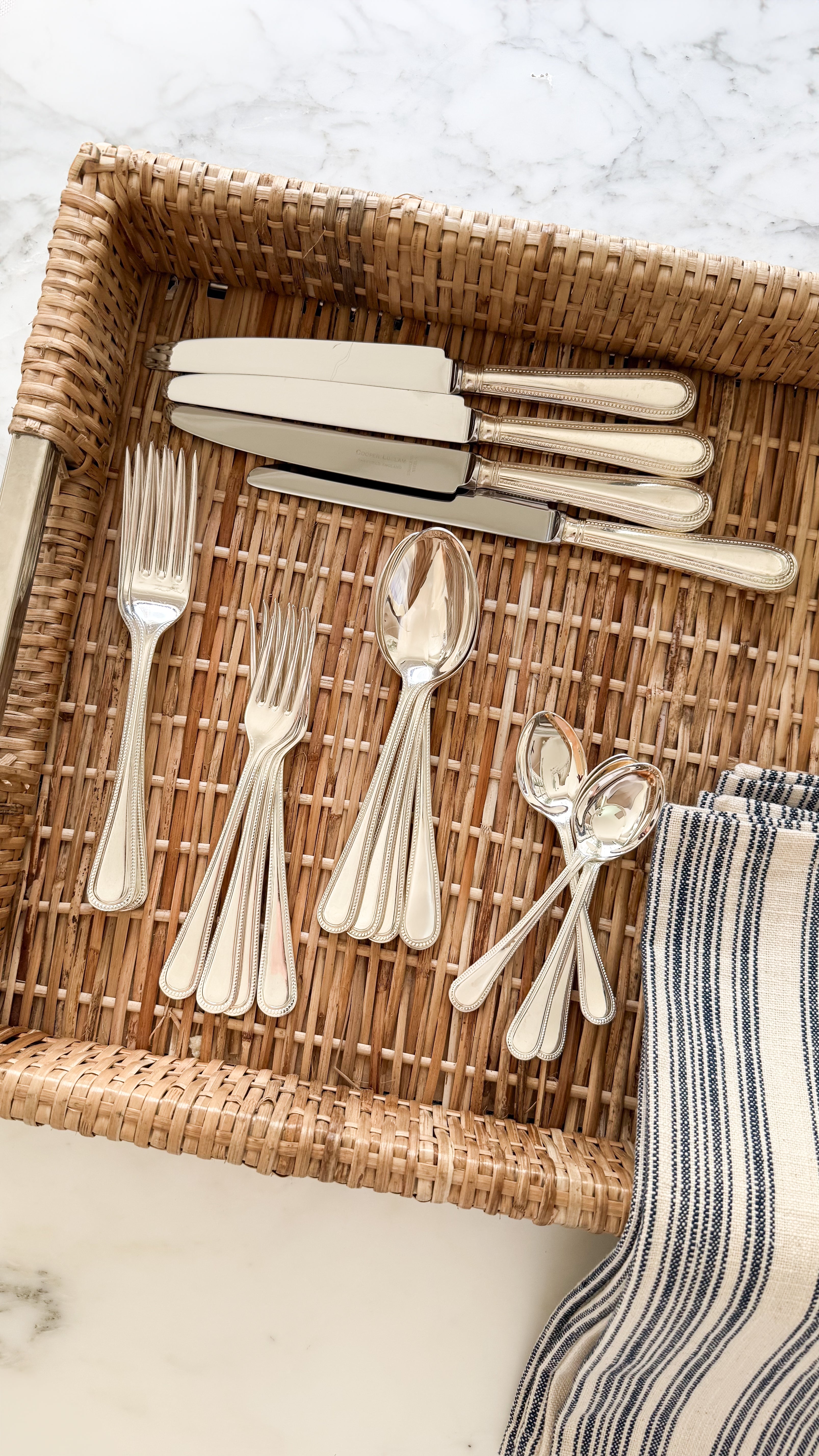 Vintage English Silver Flatware, Pattern “Villa”