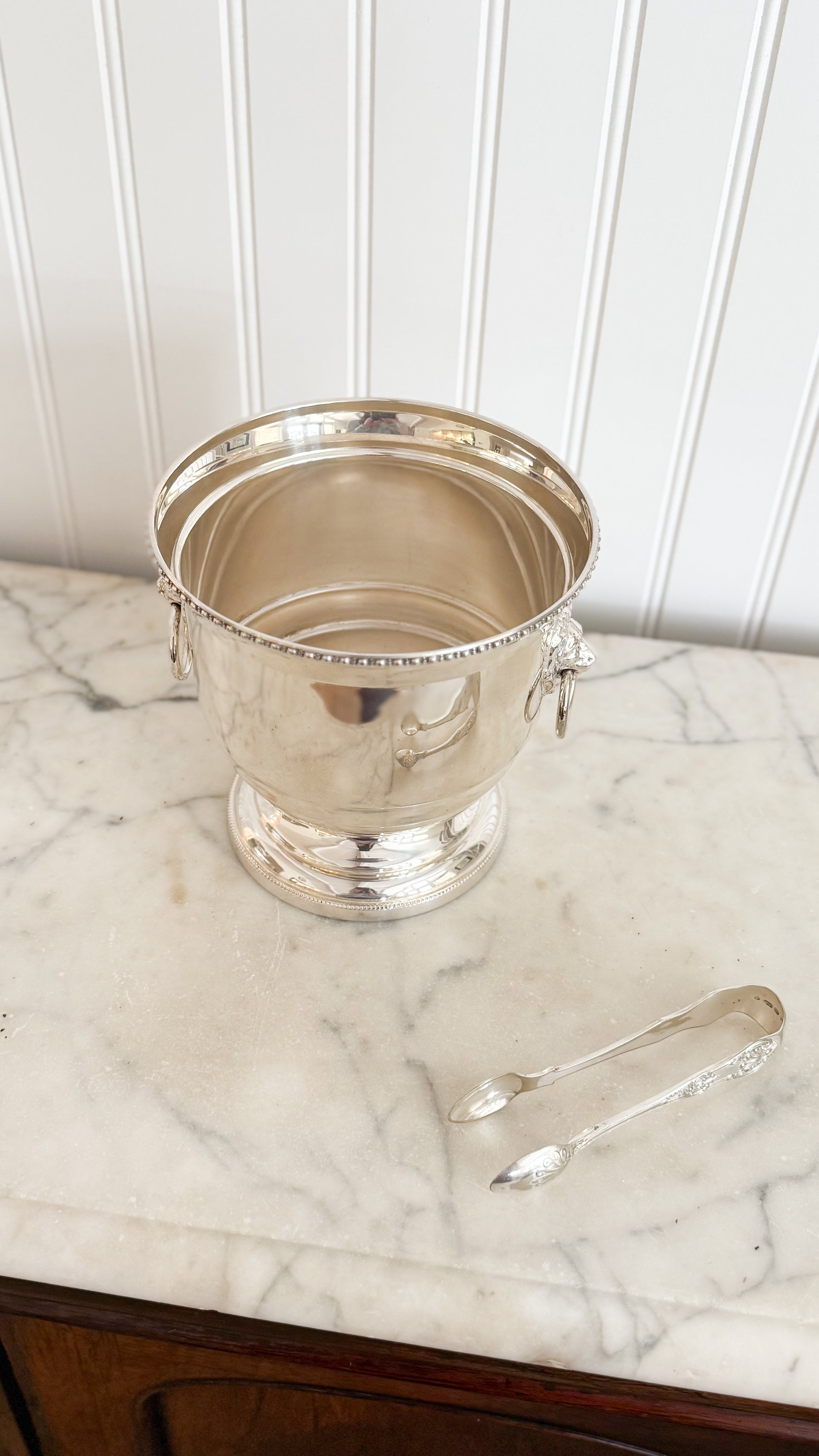 Vintage English Silver Lion Ice Bucket