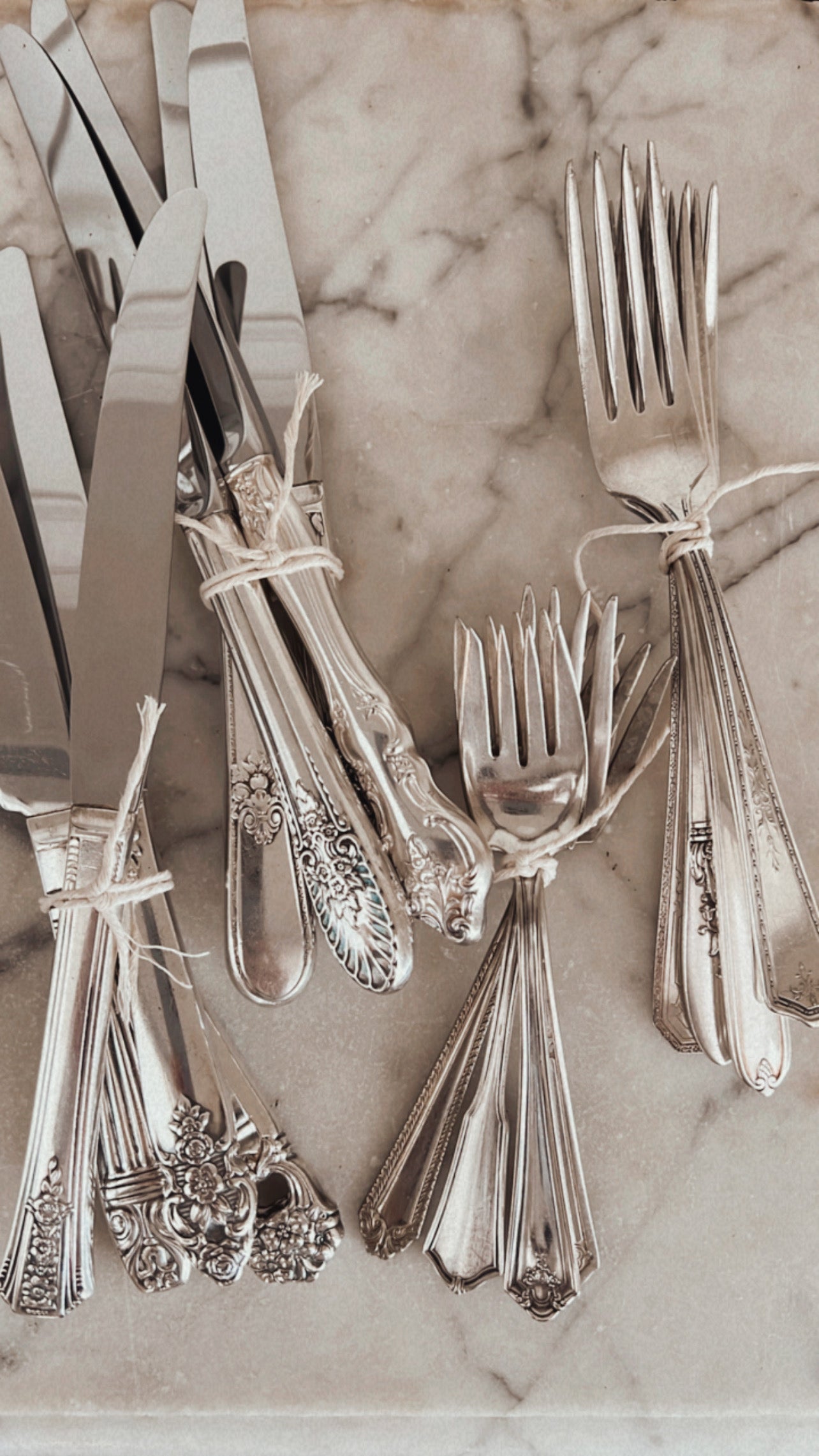 "Artfully Mismatched" Vintage Silver Plate Flatware Set of 4