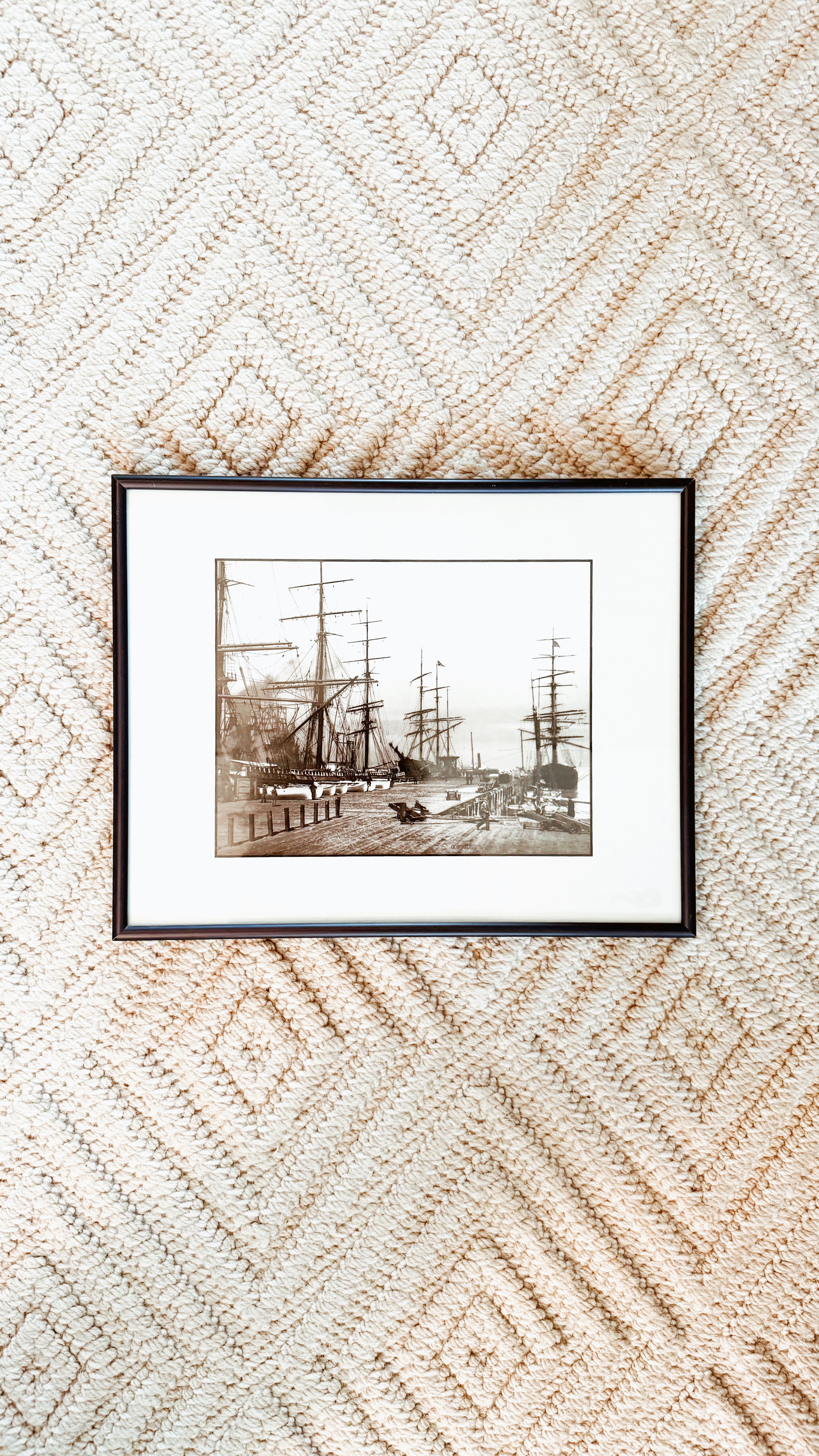 Vintage Framed 1900 Photograph of San Francisco Wharf