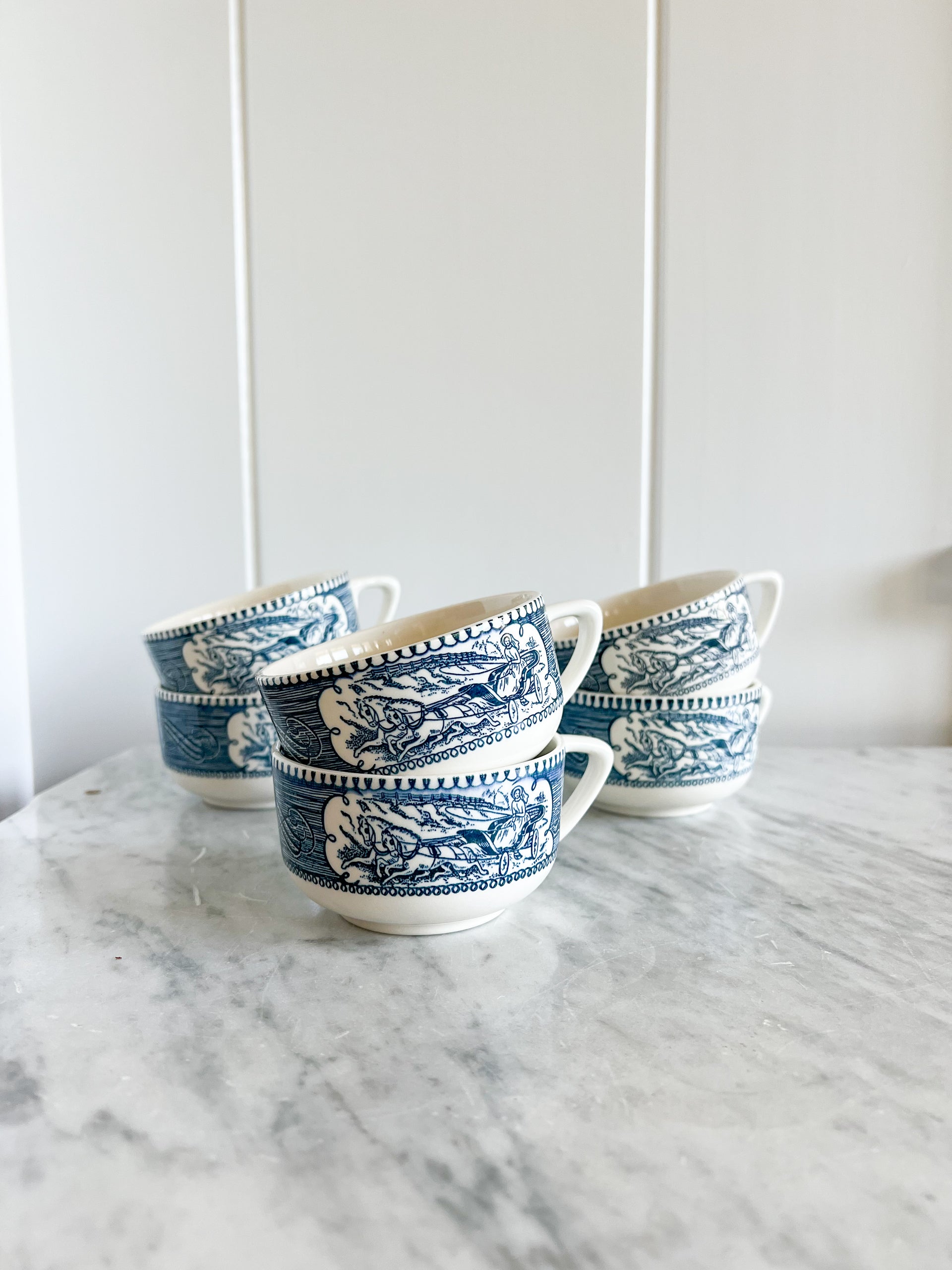 Early Vintage Blue & White Tea Service