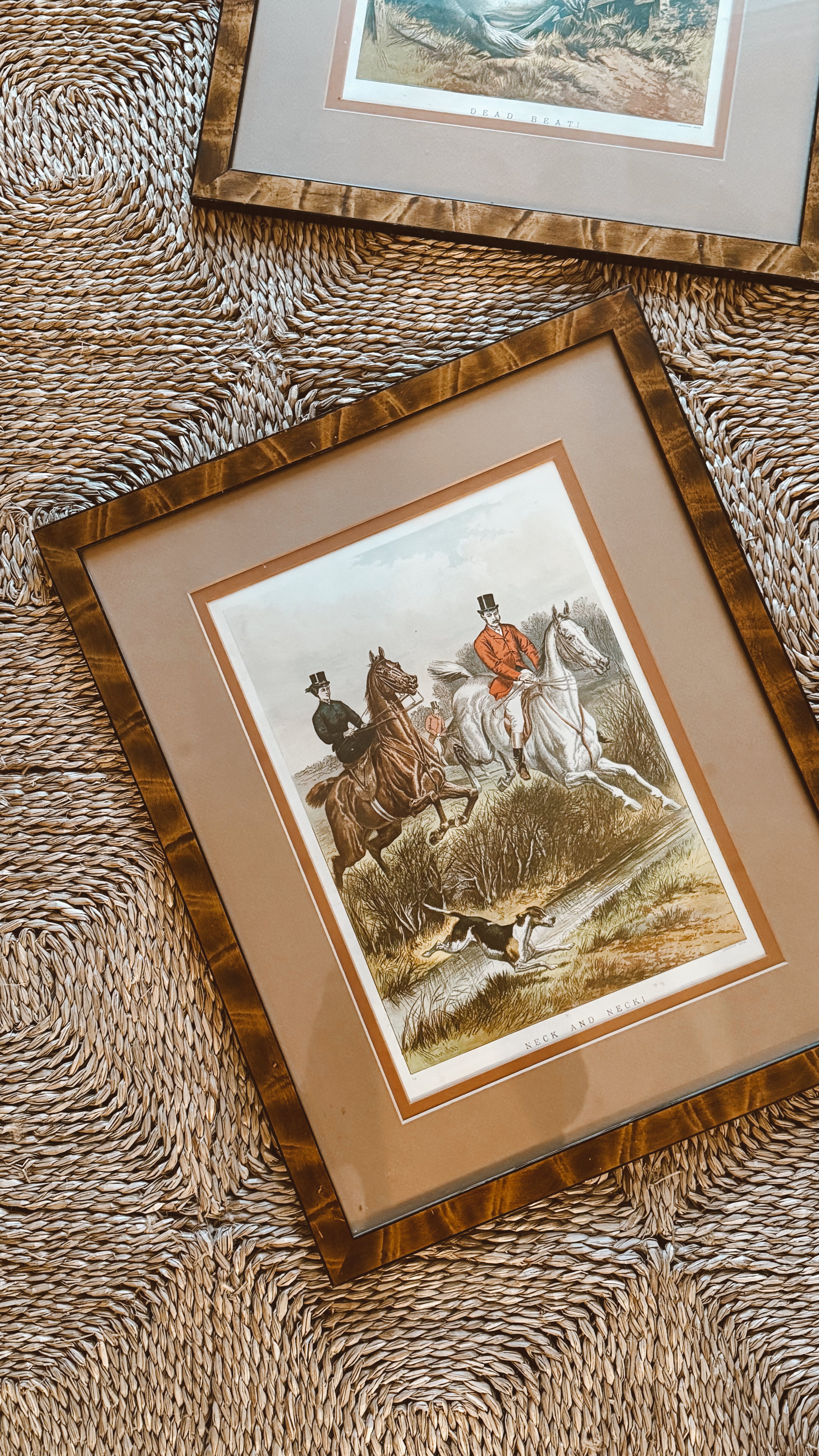 Antique English Framed Hunting Scenes