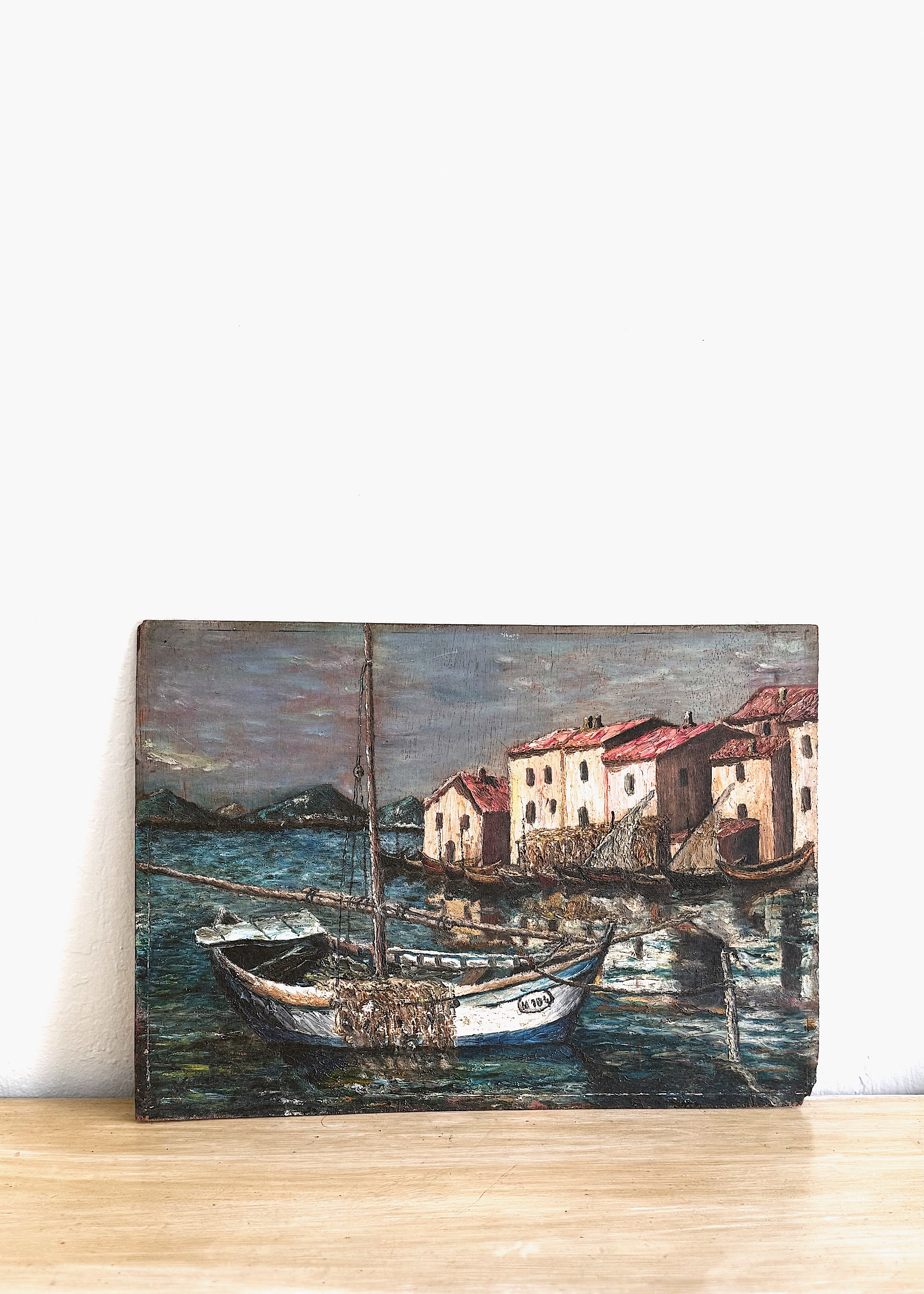 Vintage French Coastal Painting