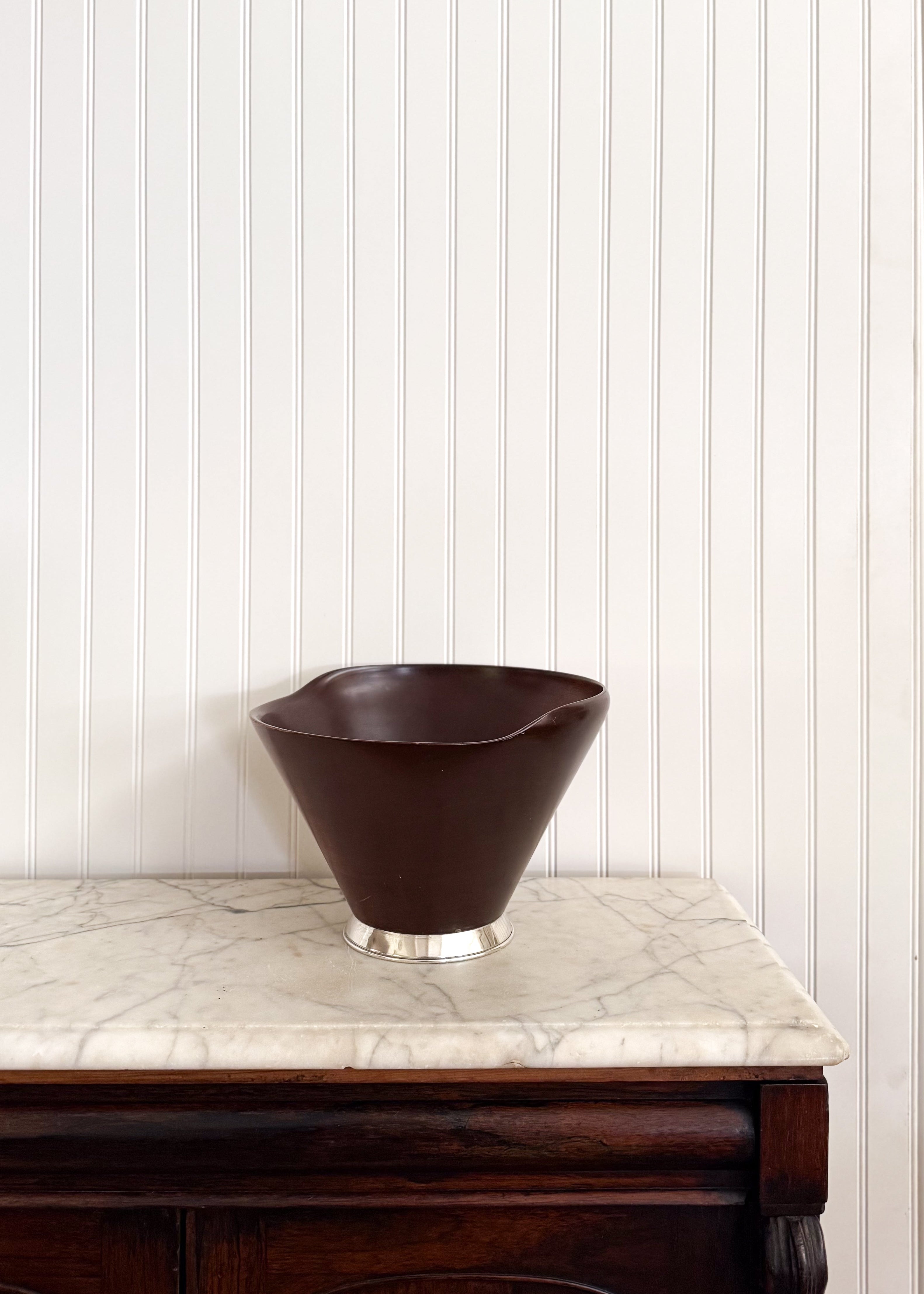Signed Vintage Sterling & Mahogany Bowl