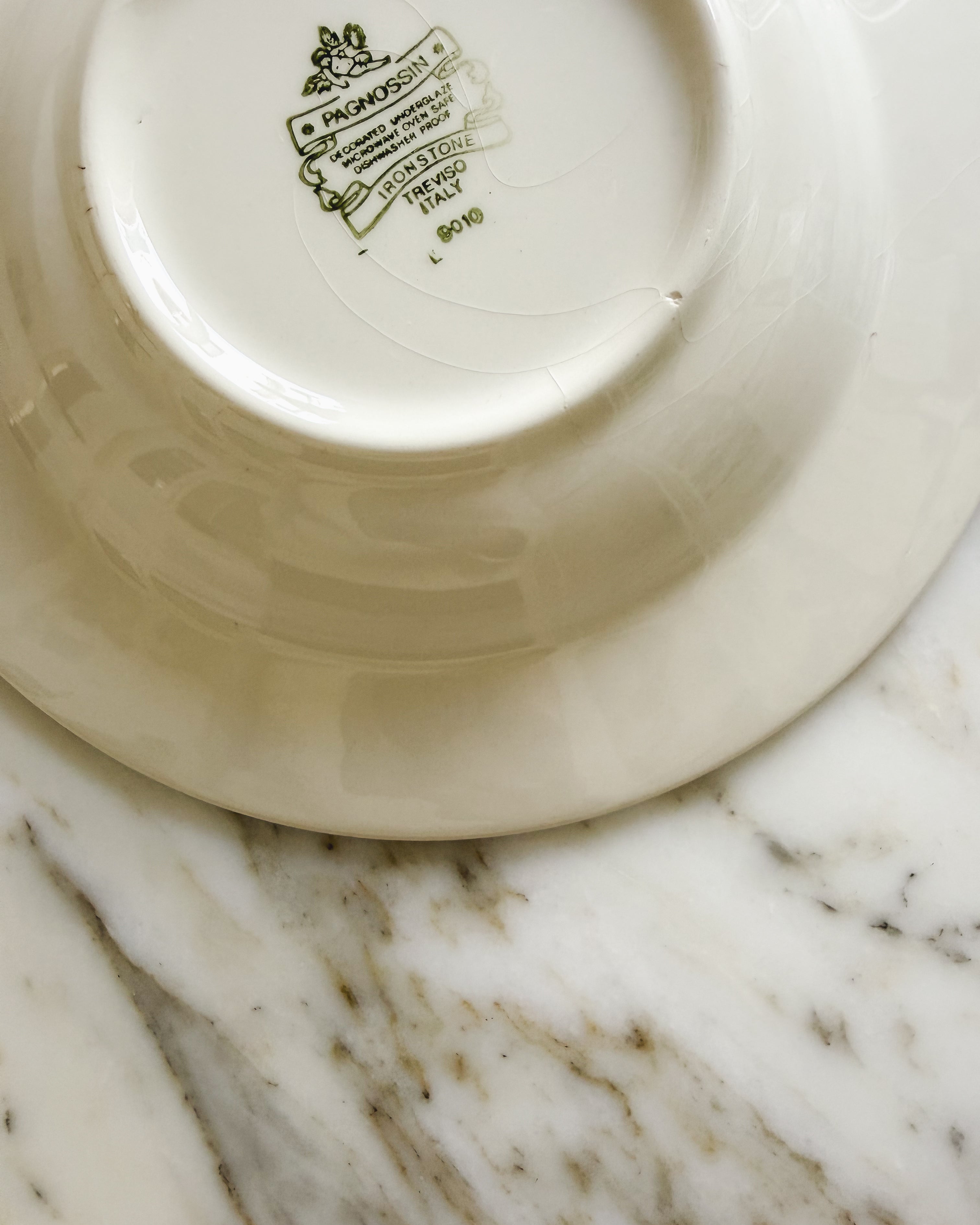 Vintage European Basketweave Ironstone Bowls, Set of 4