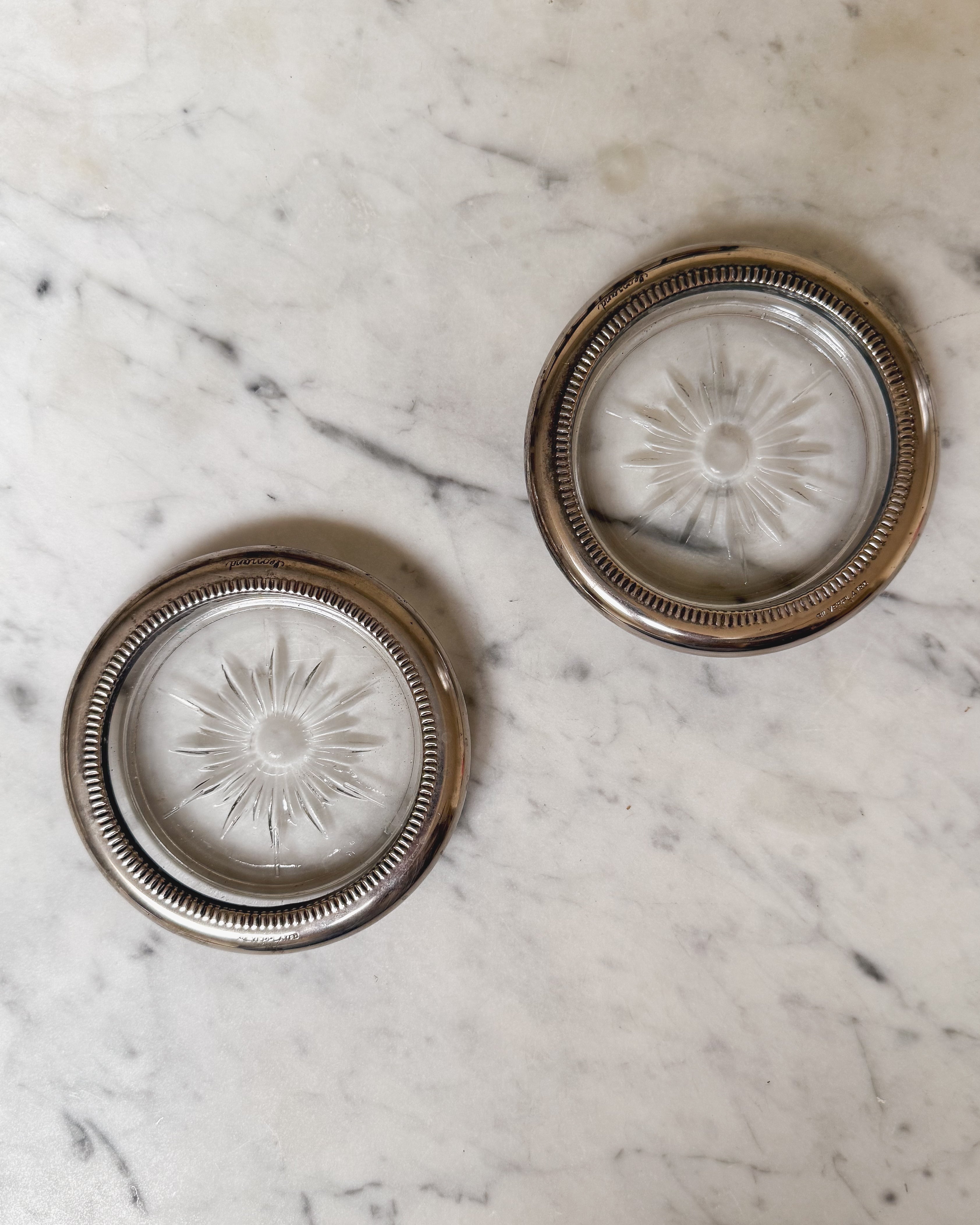 Pair of Vintage Silver Plate Coasters