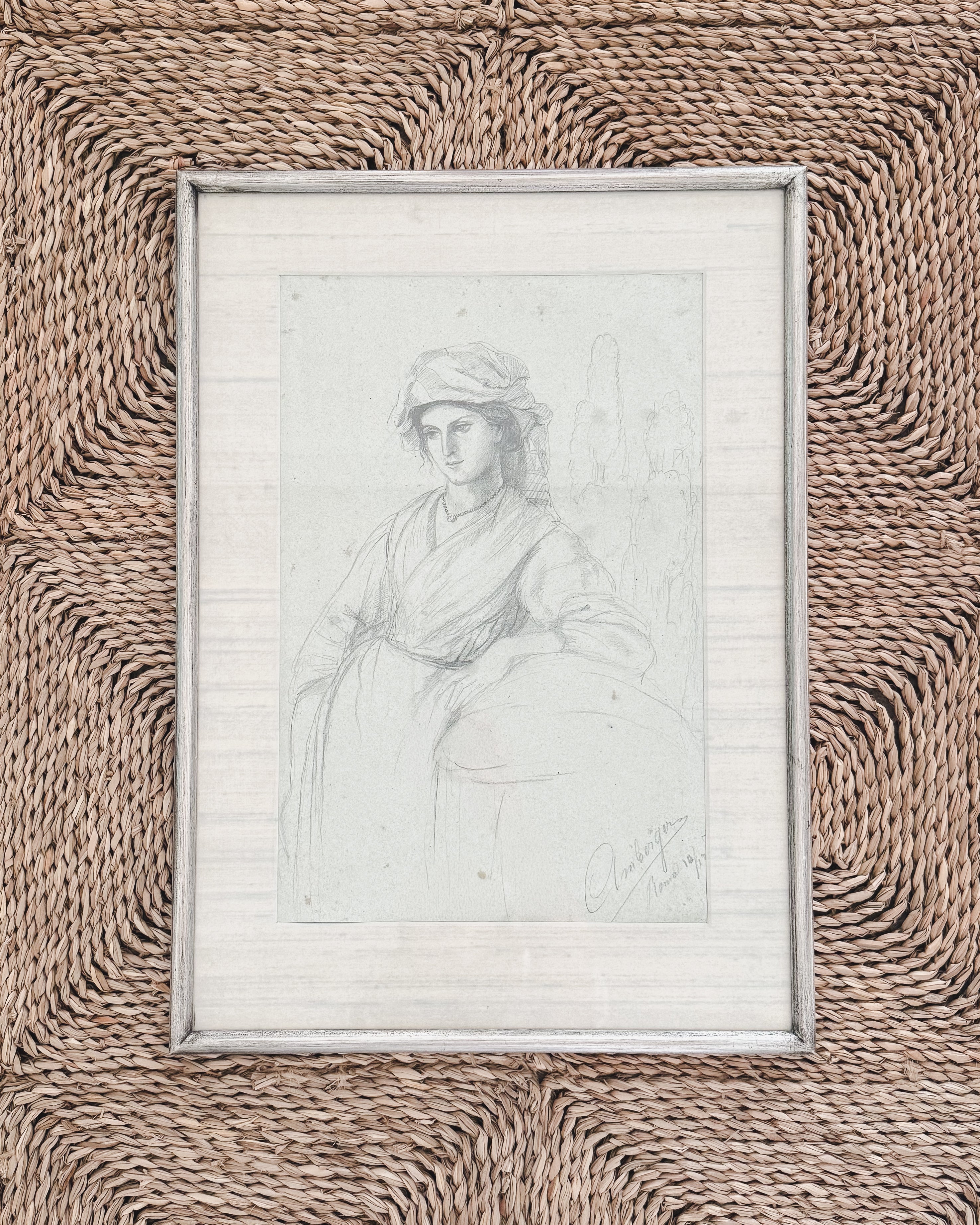 Antique Etching of Woman