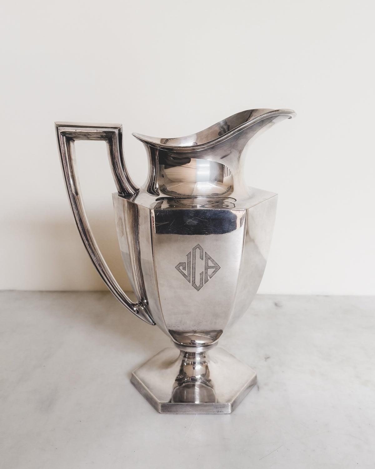 Antique Silver Monogrammed Water Pitcher