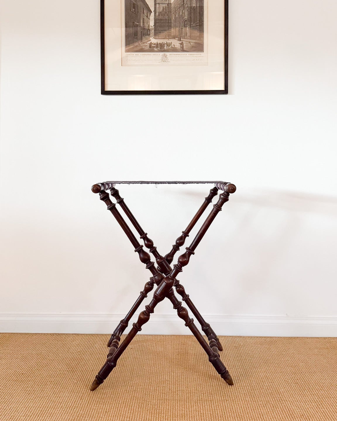 Antique 19th c French Tray Stand with Tole Tray