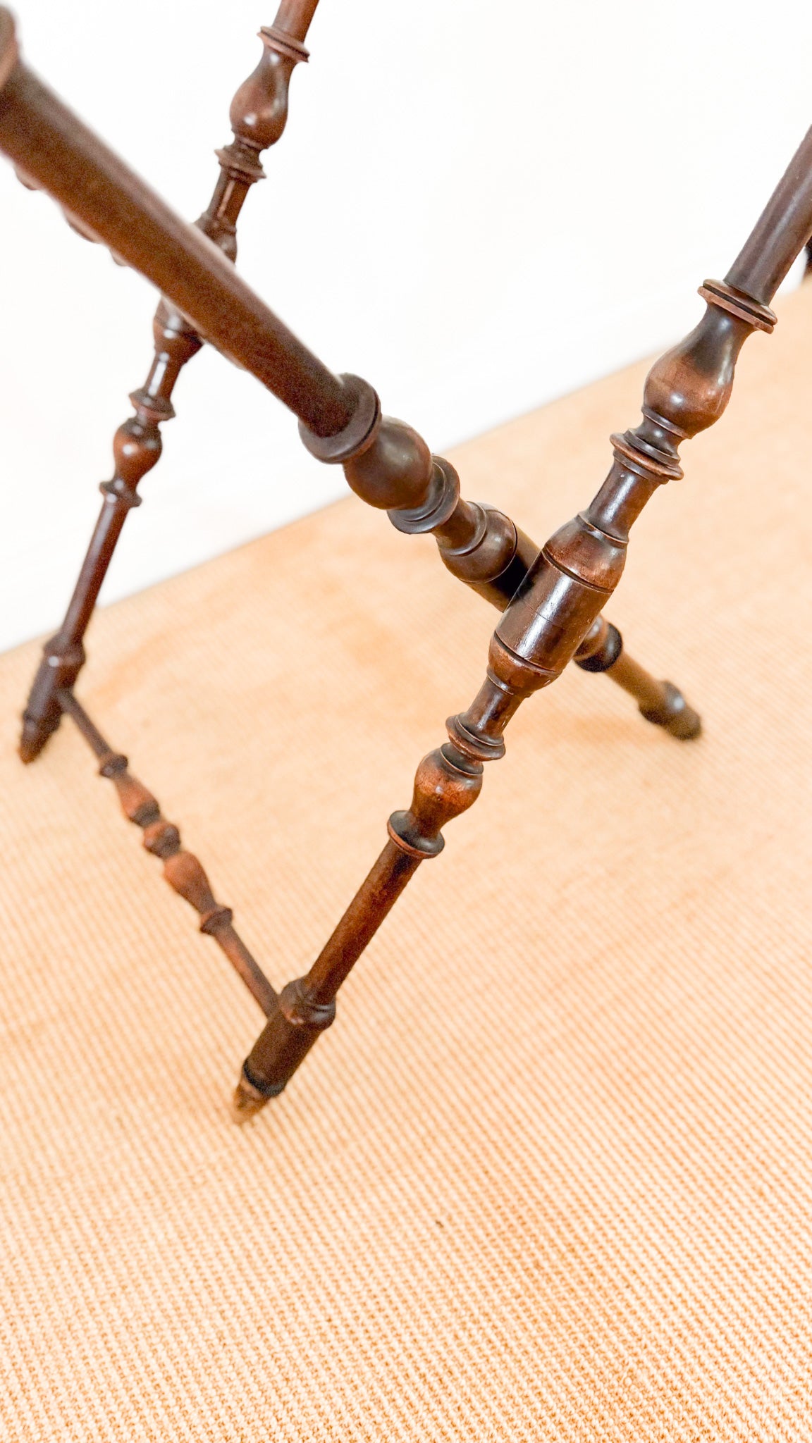 Antique 19th c French Tray Stand with Tole Tray