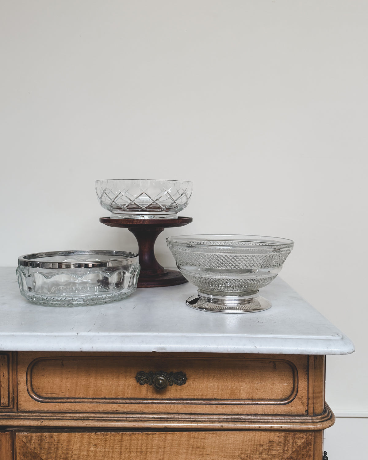 Vintage English Cut Crystal Footed Bowl