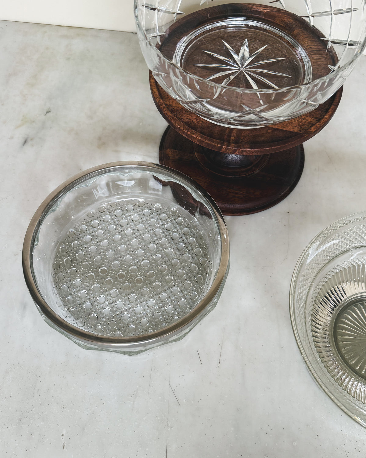 Vintage English Cut Crystal Footed Bowl
