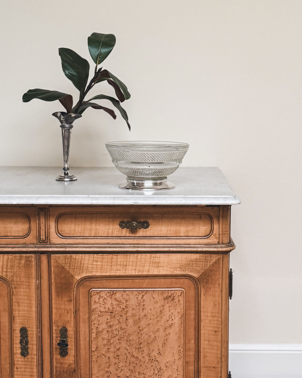 Vintage English Glass & Silver Pedestal Bowl