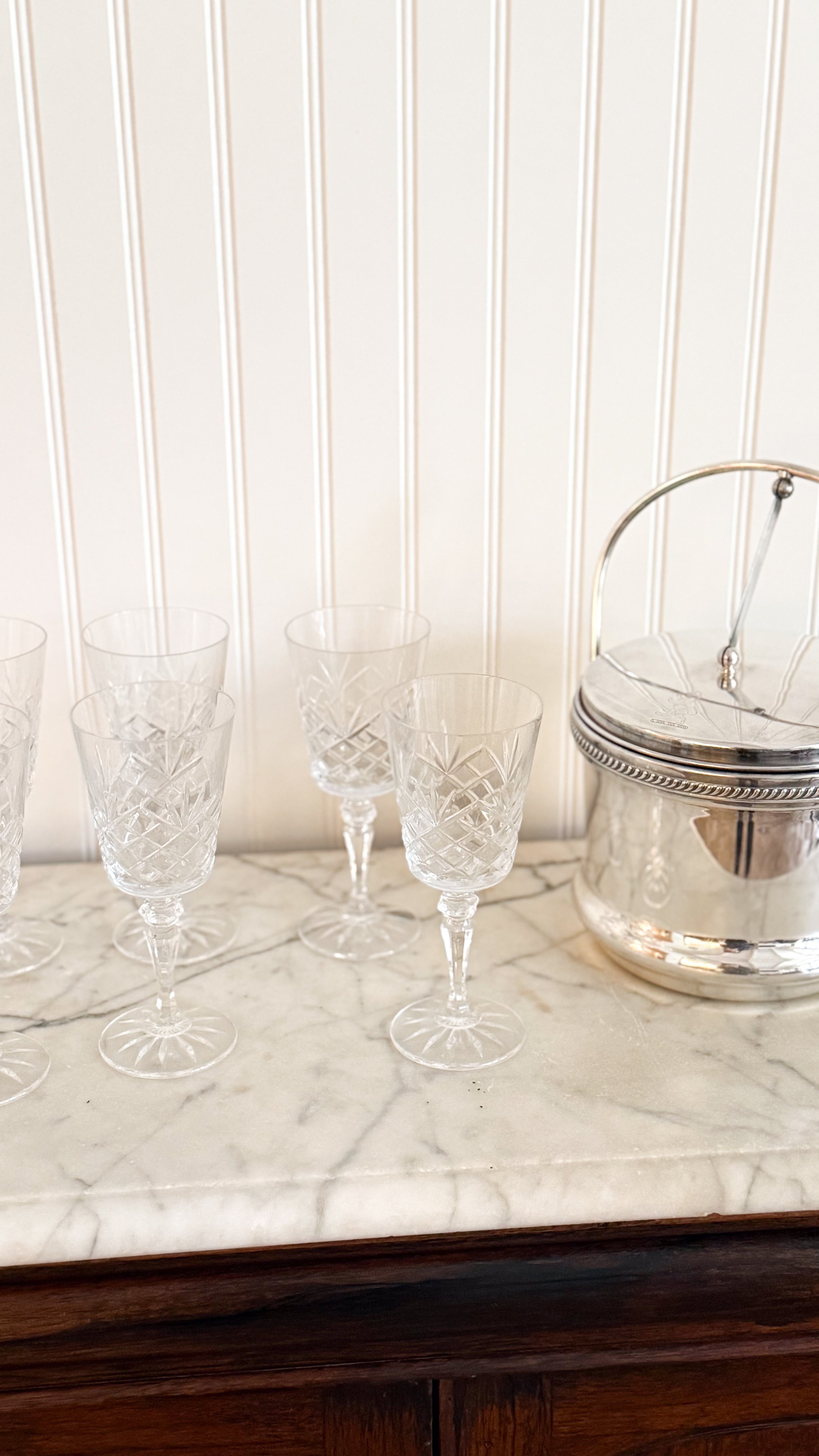 Vintage Irish Cut Crystal Goblet Set of 8