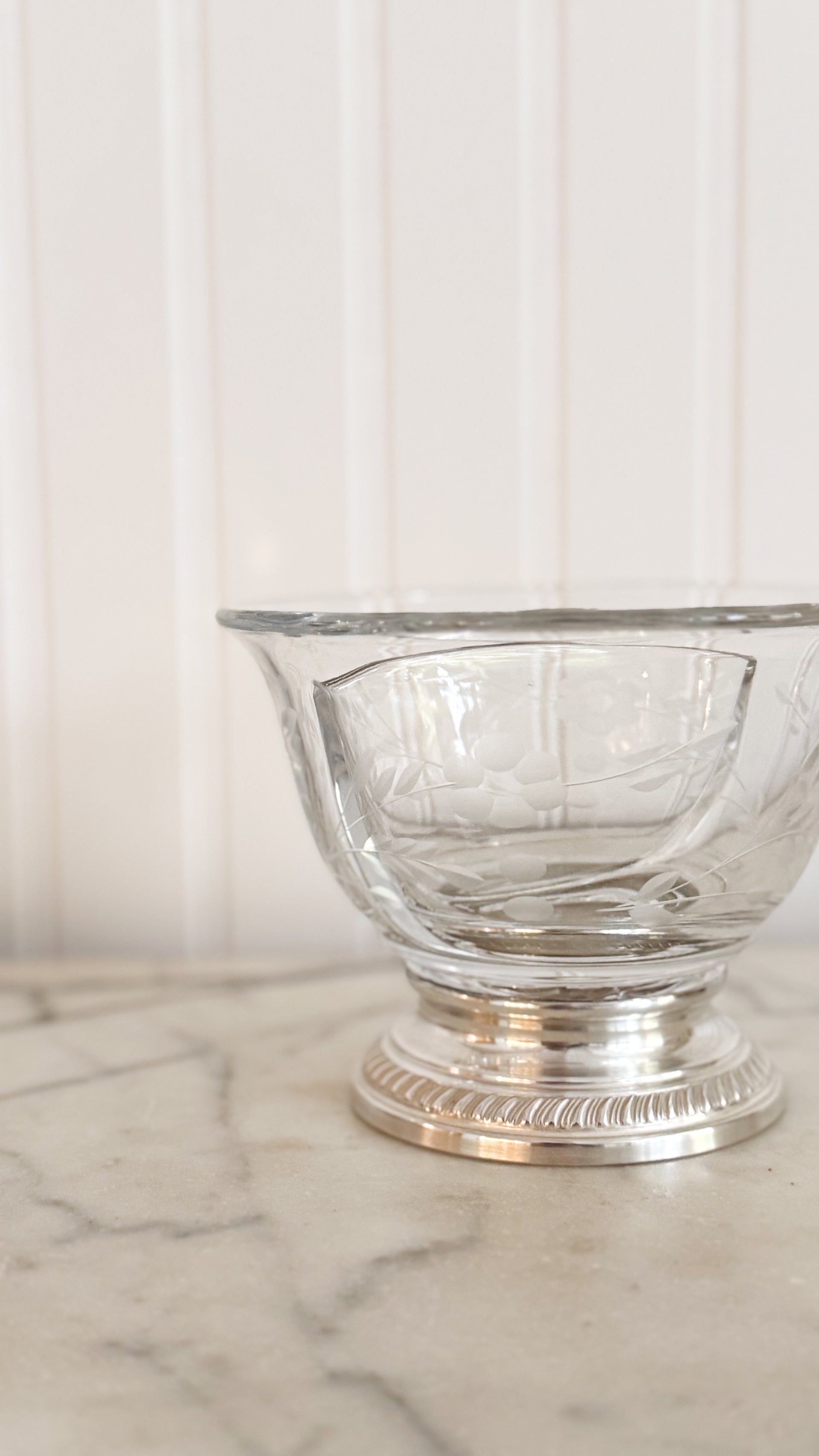 Early Vintage Sterling & Glass Condiment Bowl
