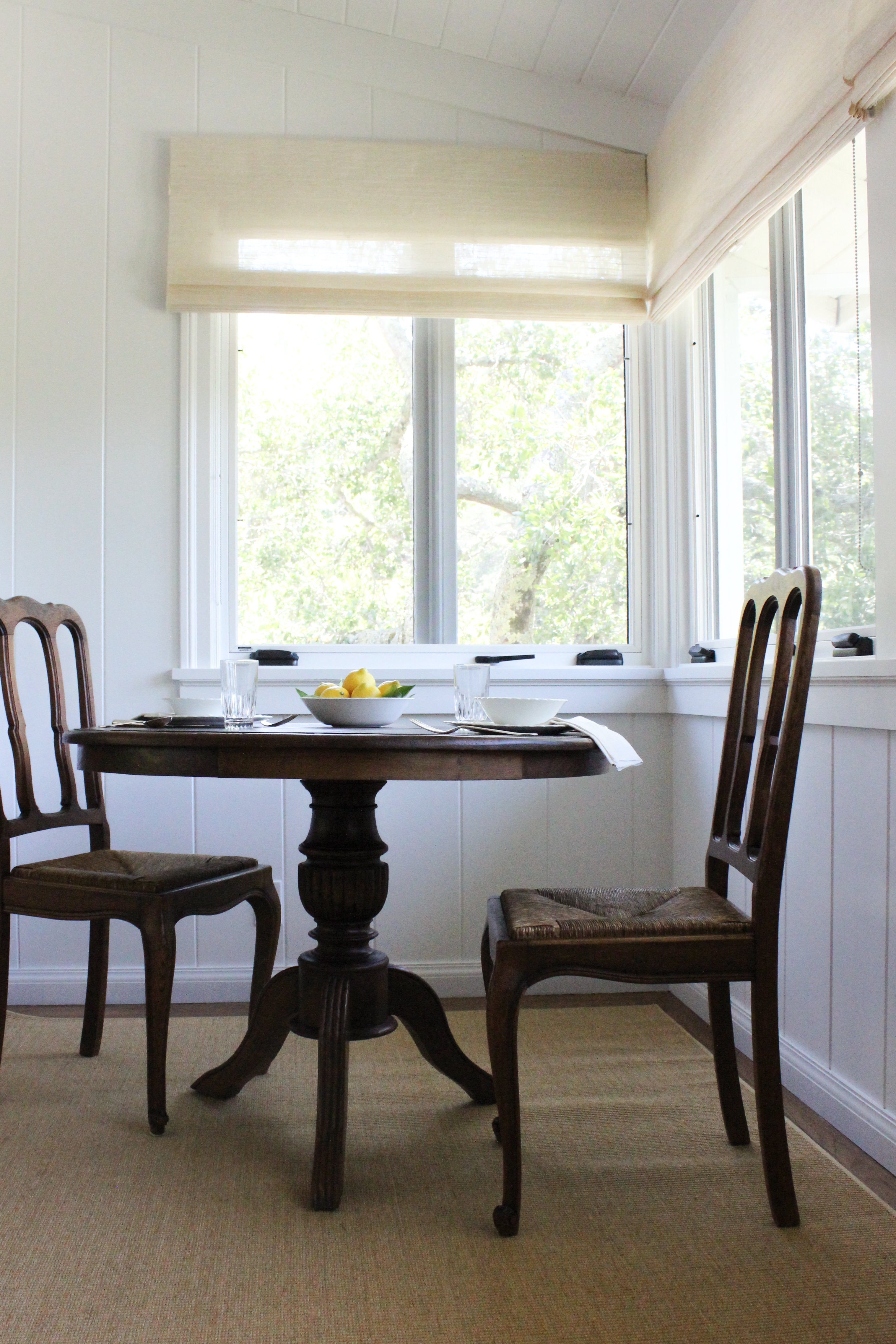 Pair of Antique French Oak Chairs with Rush Seat
