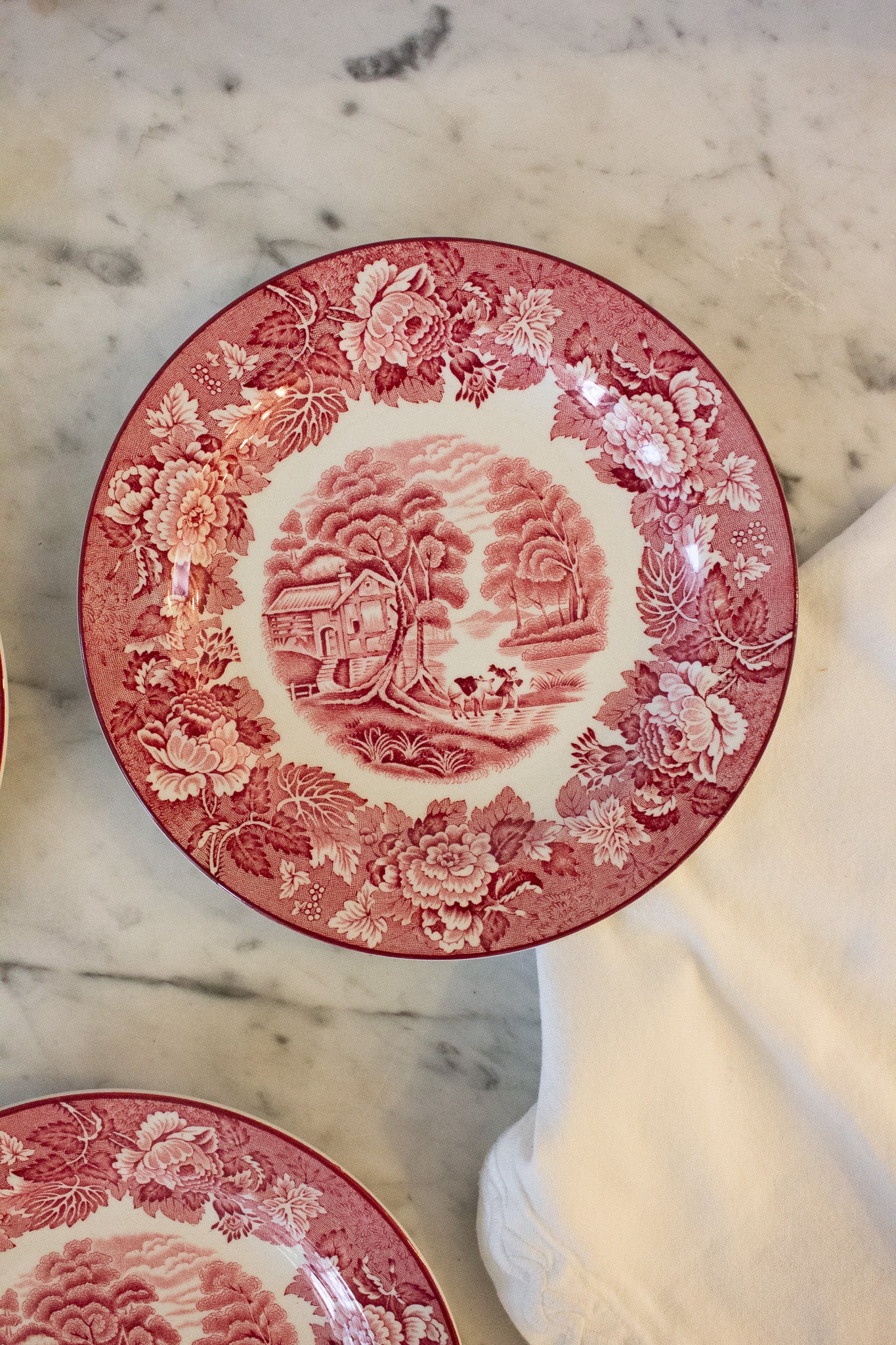 Vintage English Transferware Plates, Set of 6
