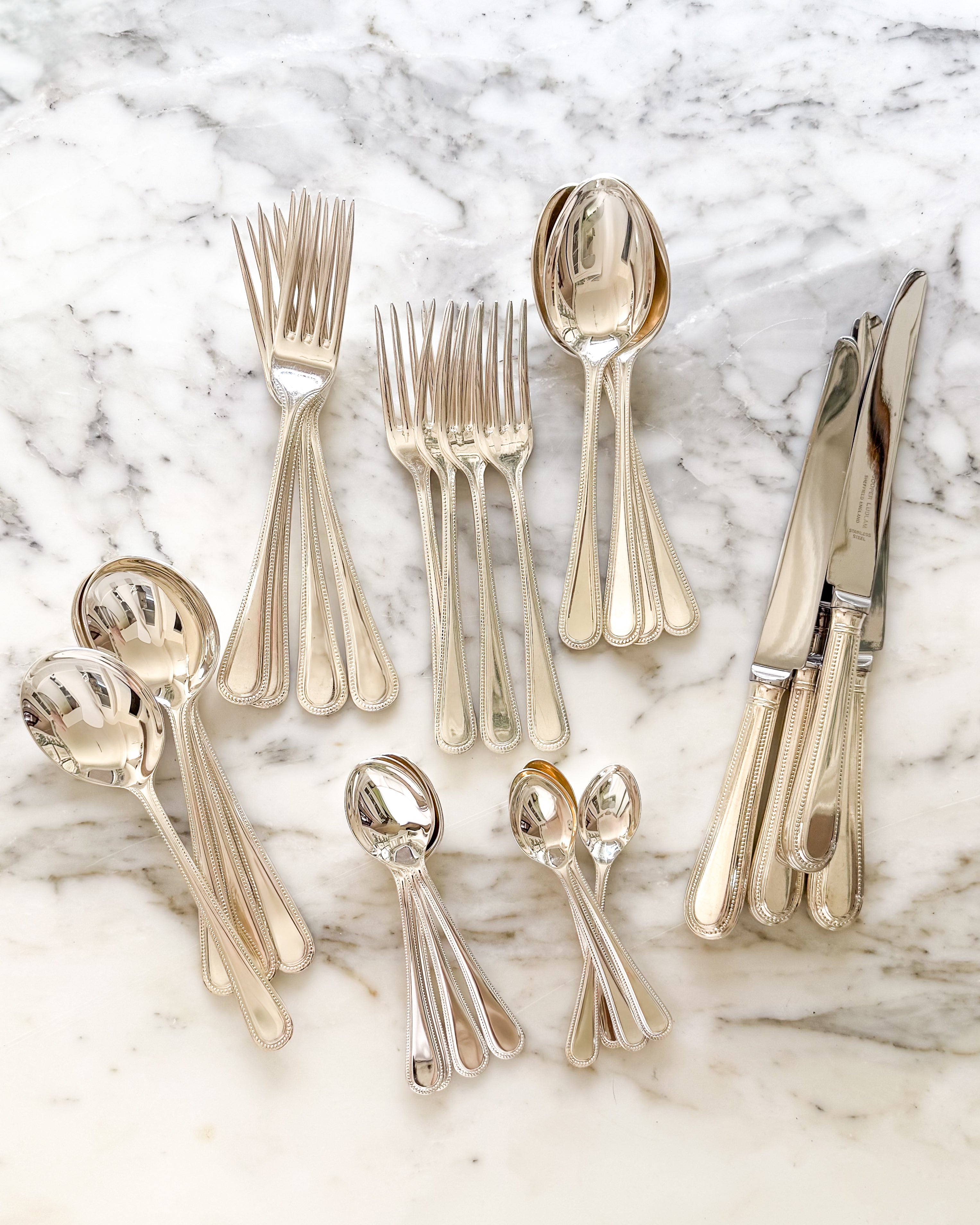 Vintage English Silver Flatware, Pattern “Villa”