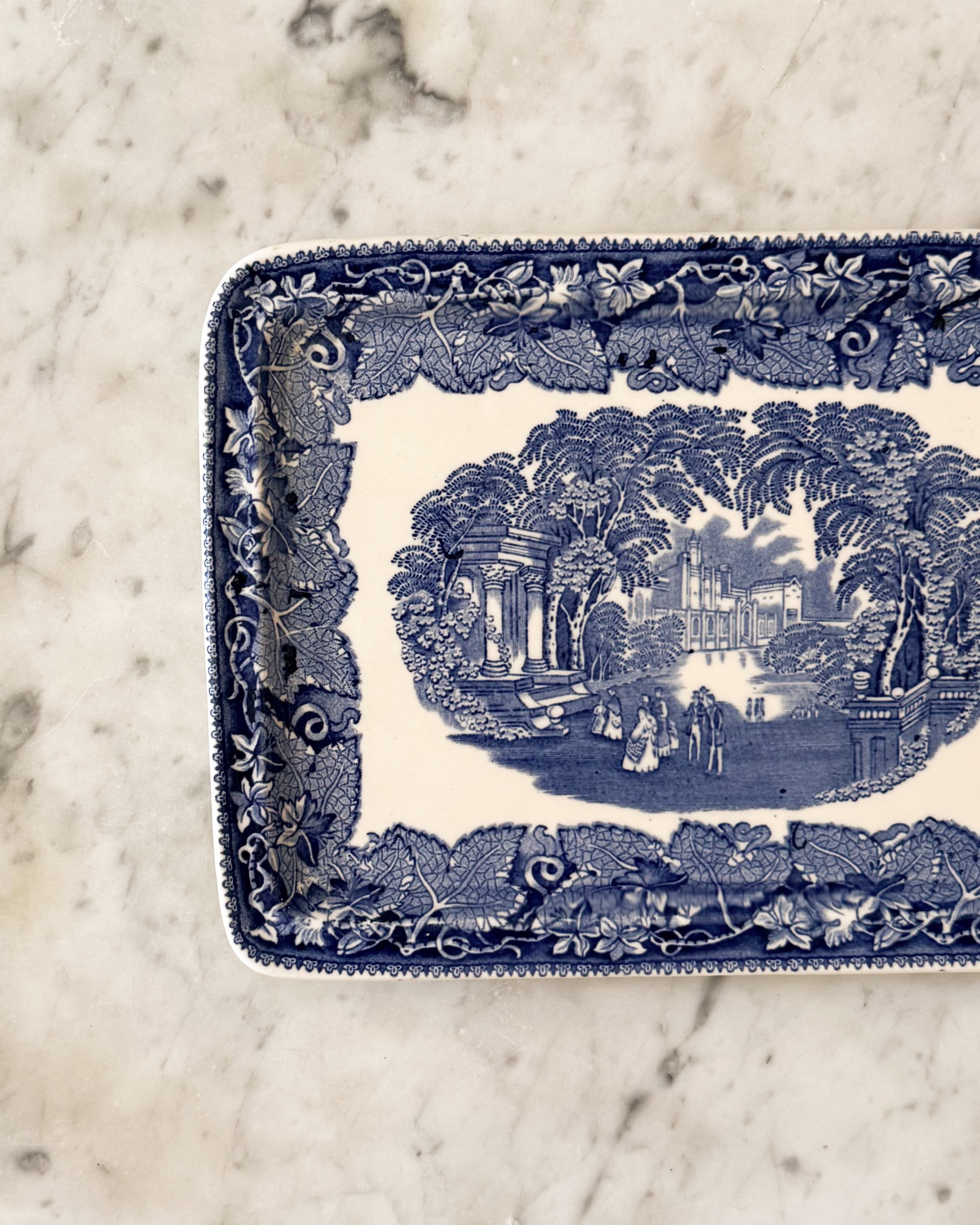 Vintage English Blue & White Transferware Tray No. 1