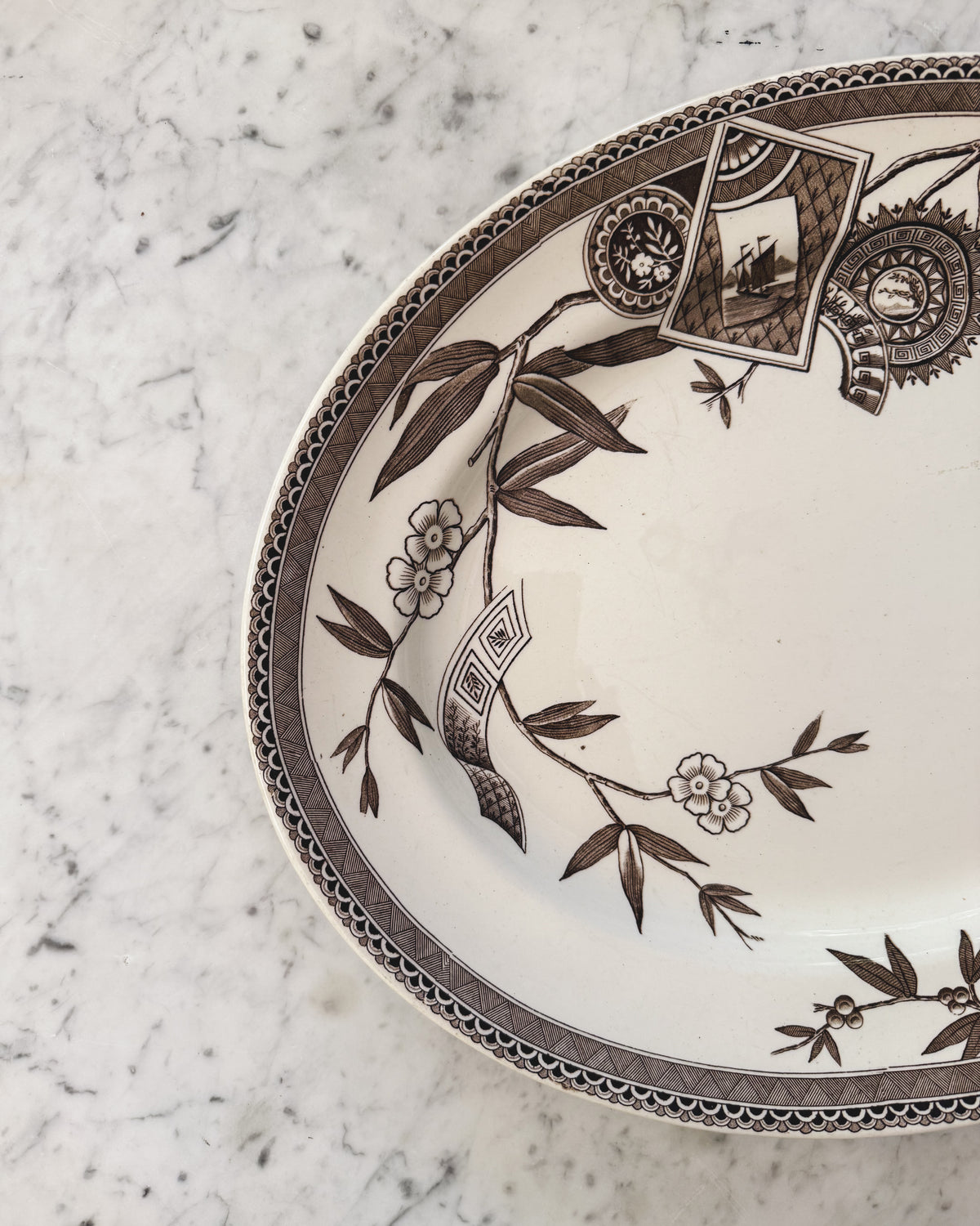 Antique English Wedgwood & Co Brown Transferware Platter