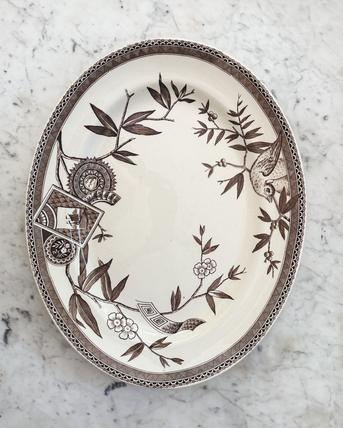 Antique English Wedgwood & Co Brown Transferware Platter