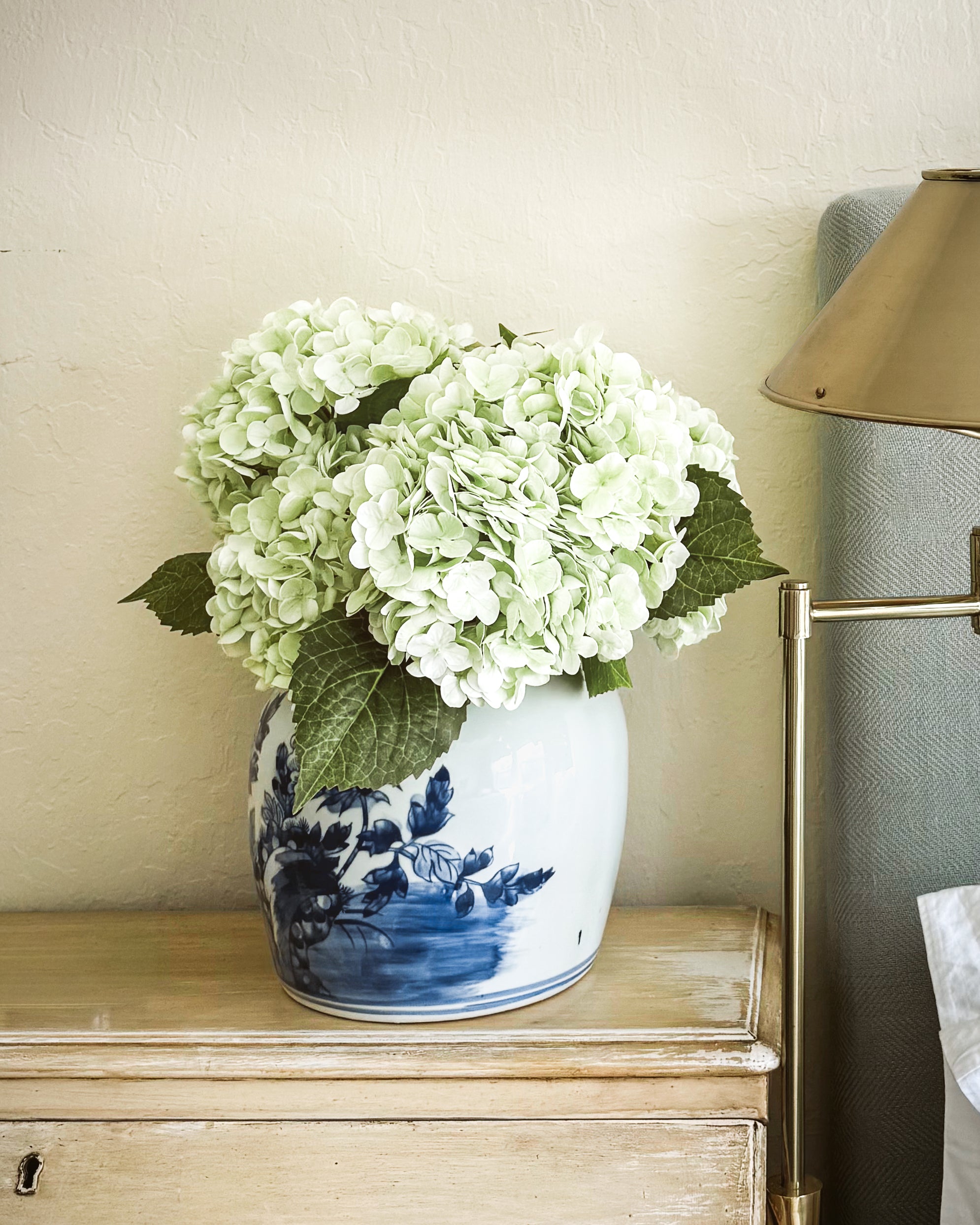 Blue Peony Porcelain Lidded Ginger Jar
