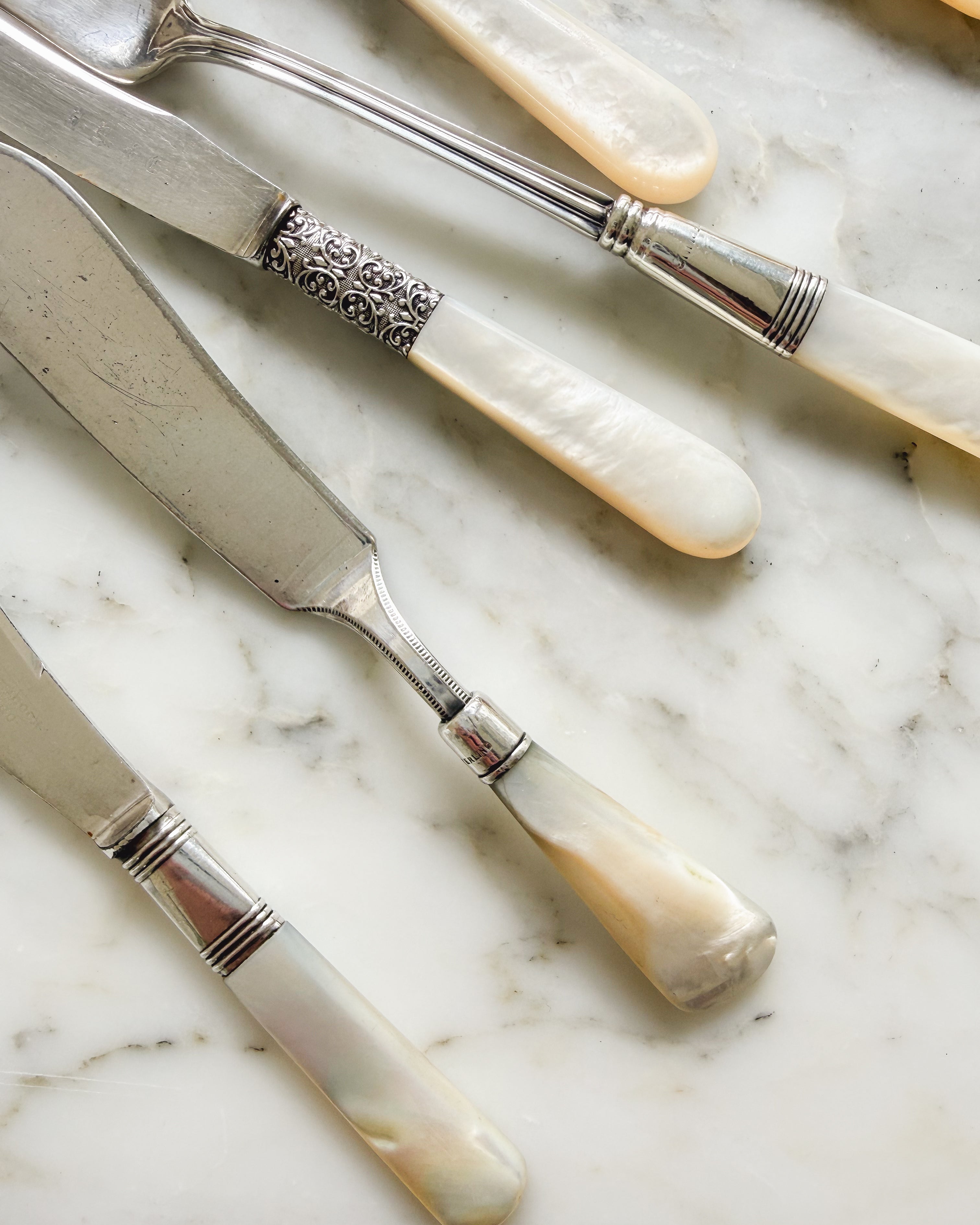 Antique Sterling & Mother of Pearl Pickle Fork